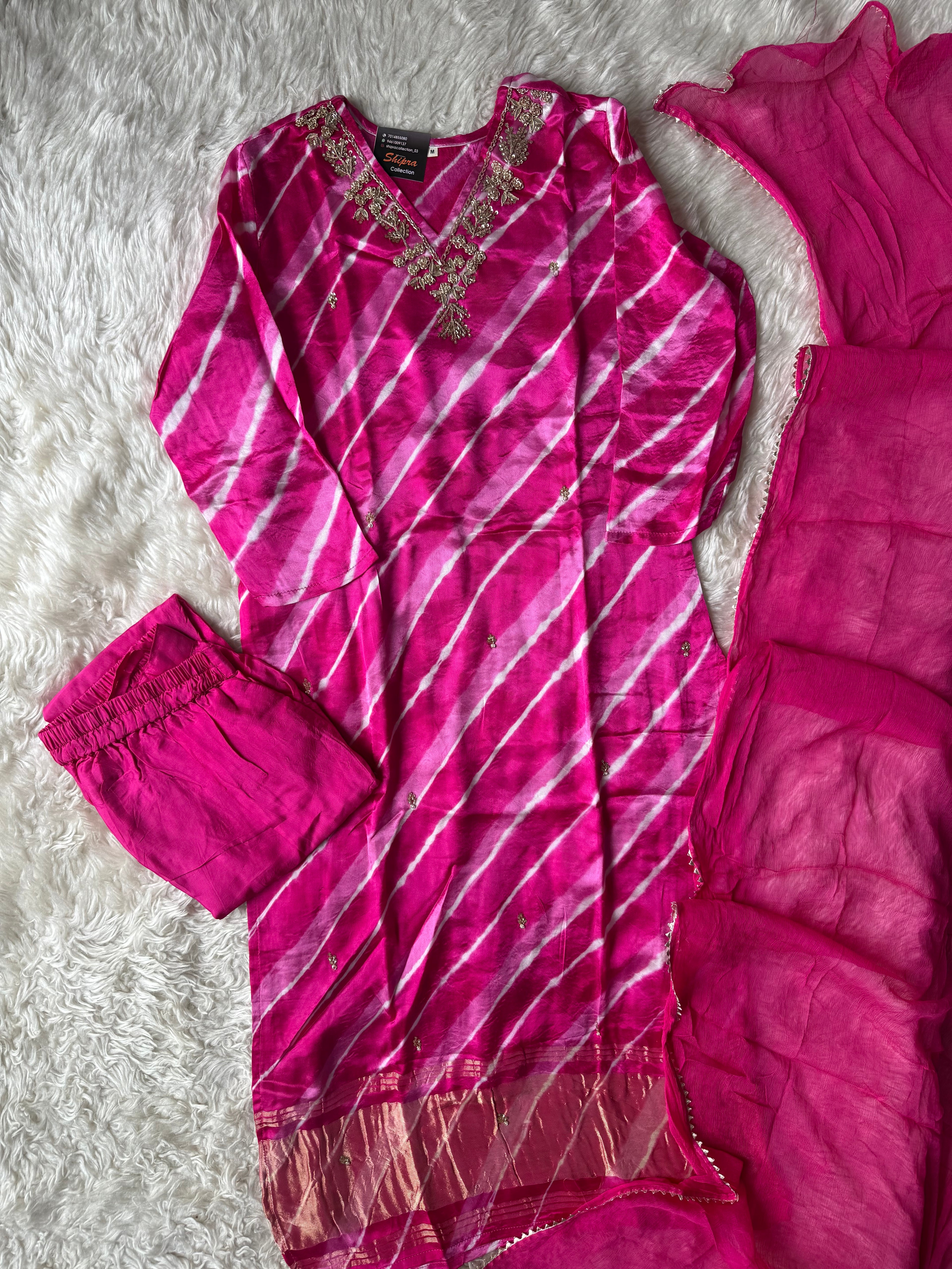 Gazi Silk Kurti Pant Dupatta Set