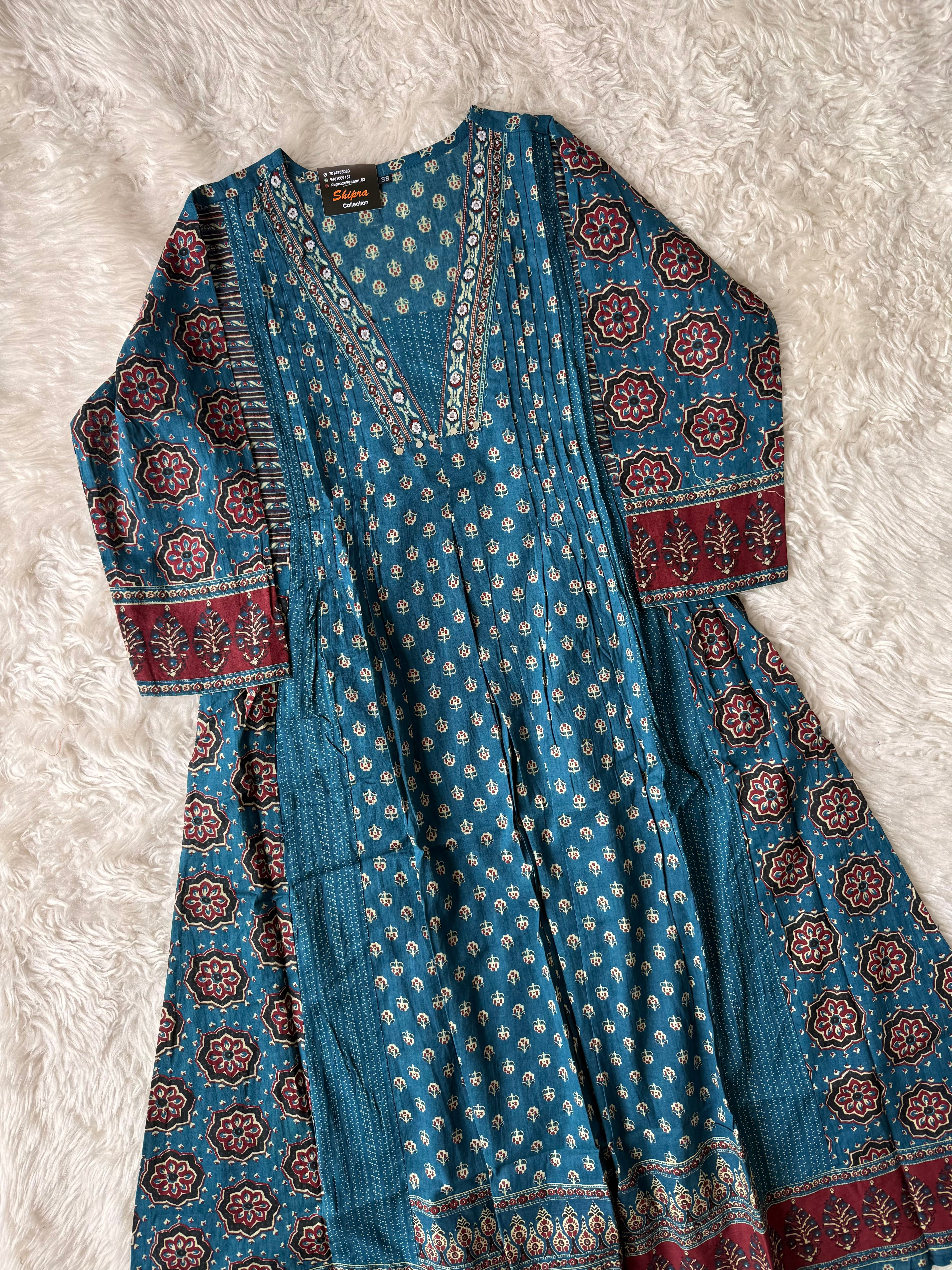 Premium Cotton Kurti plazo Dupatta Set