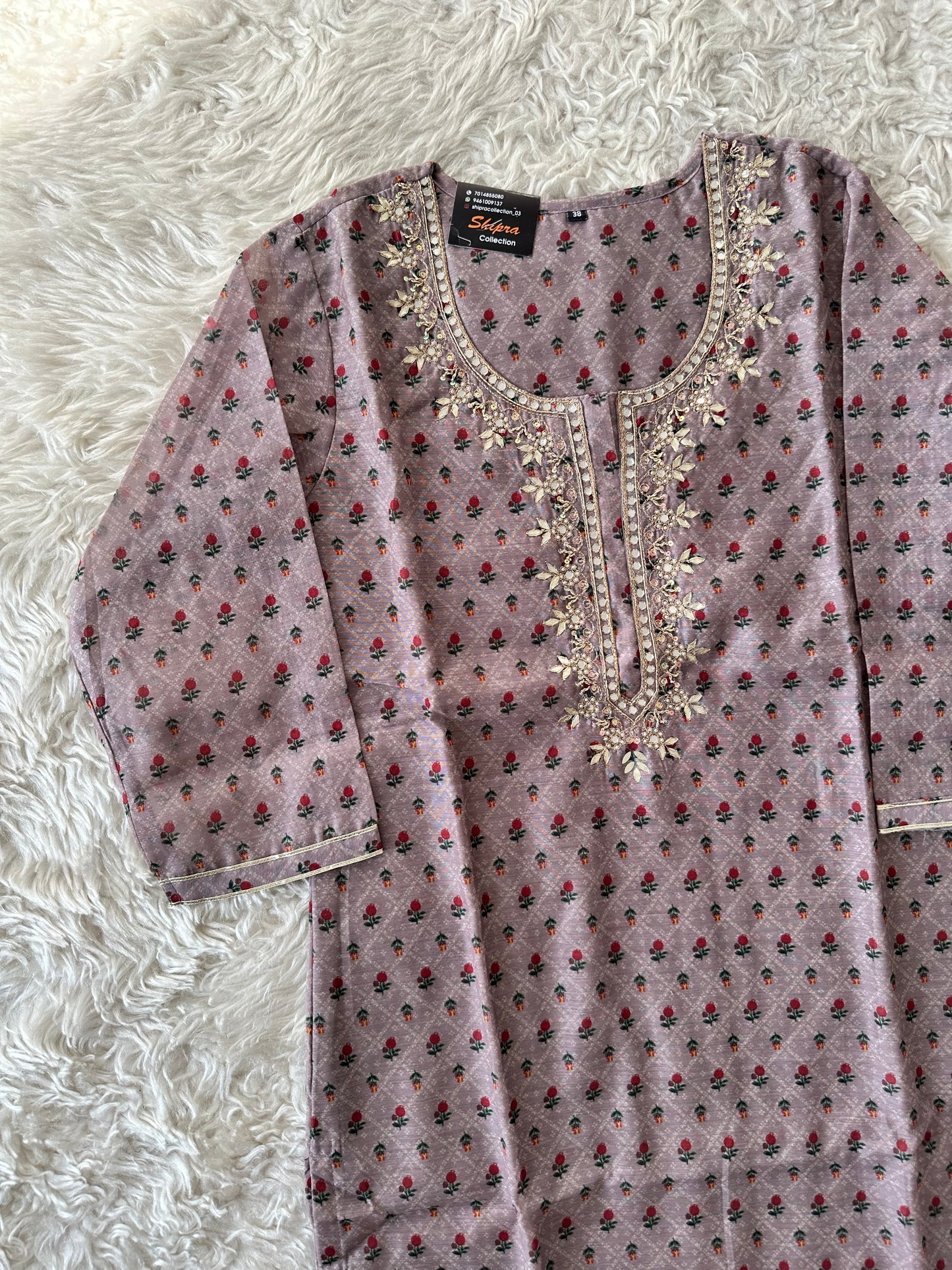 Chanderi Silk Kurti Pant Dupatta Set