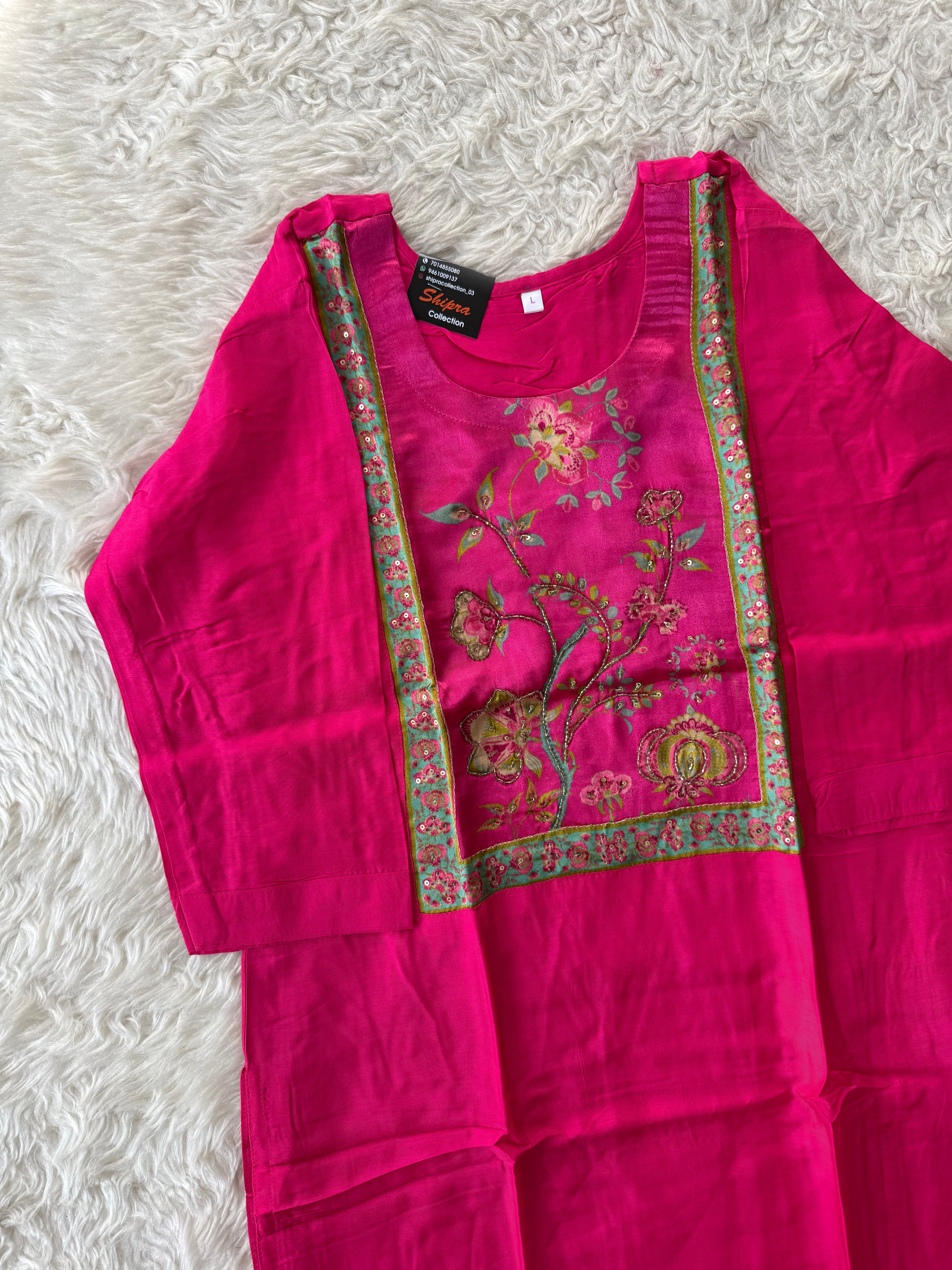Gazi Silk Kurti Pant Dupatta Set