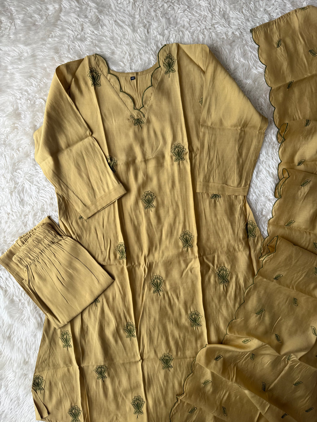 “ Plus Size” Muslin Silk Kurti Pant Dupatta Set