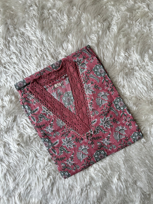 V-Neck Lace Details Kurti