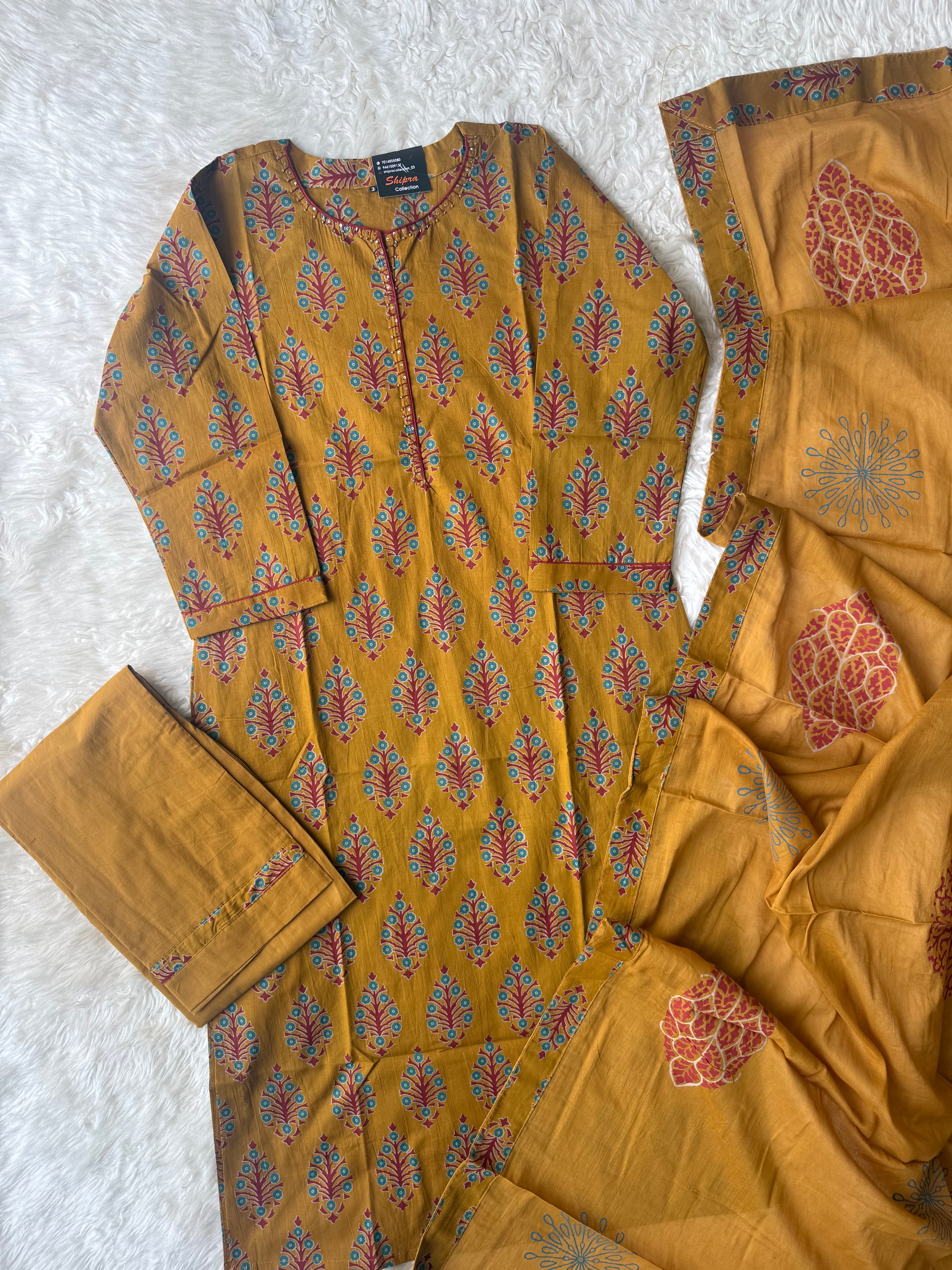 Premium Cotton Kurti Pant Dupatta Set