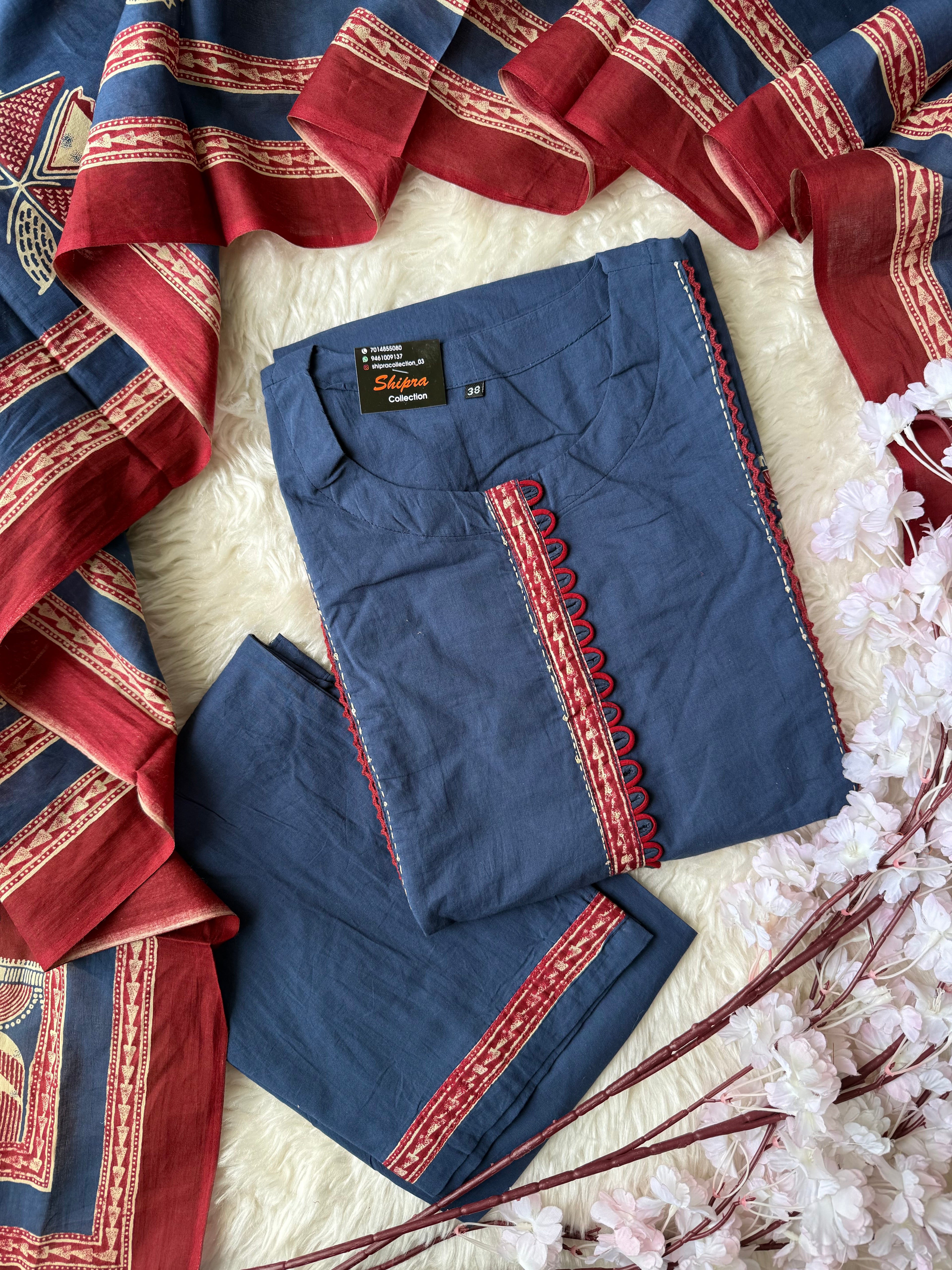 Premium Cotton Kurti Pant Dupatta Set