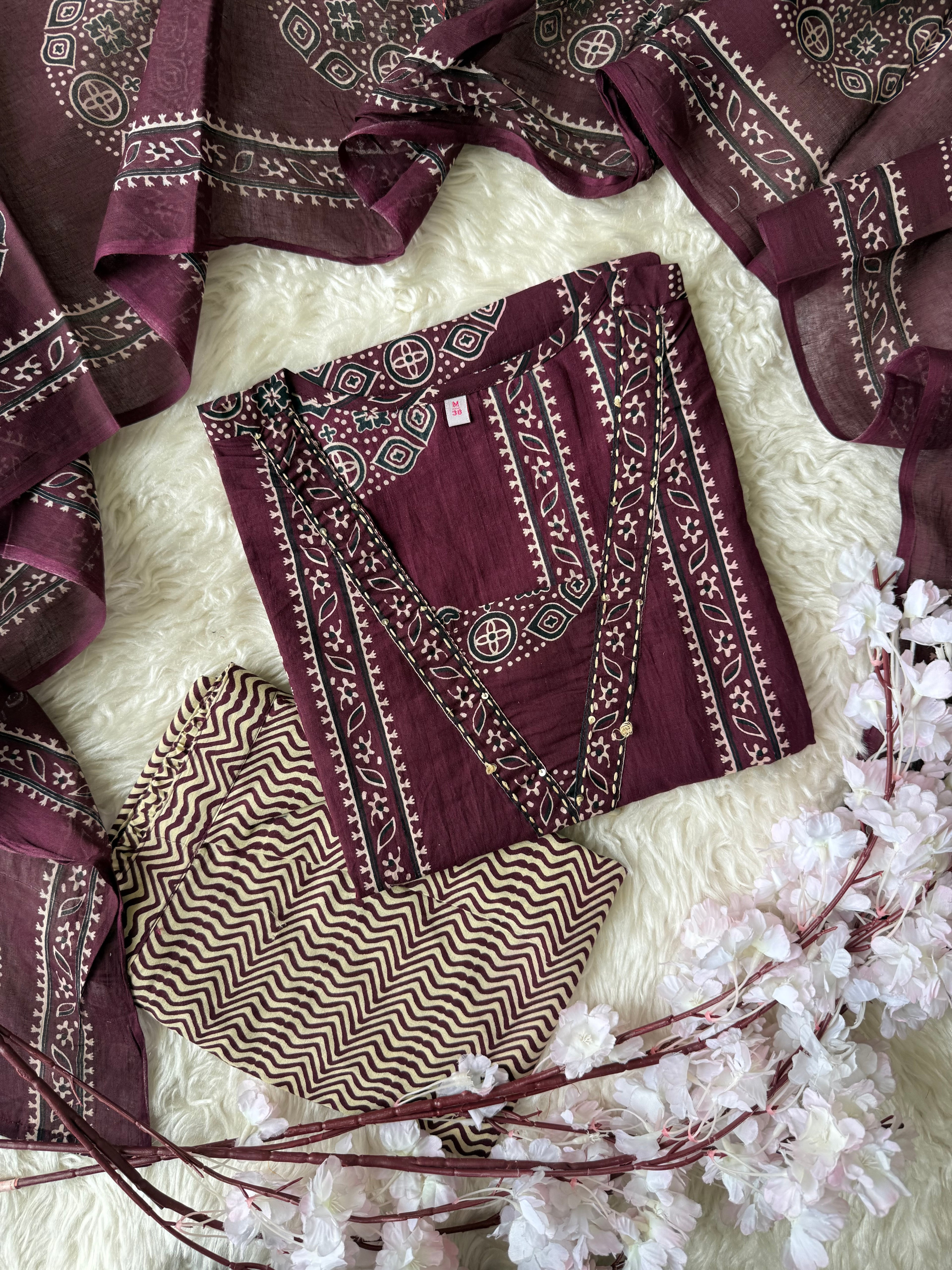 Premium Cotton Kurti Pant Dupatta Set