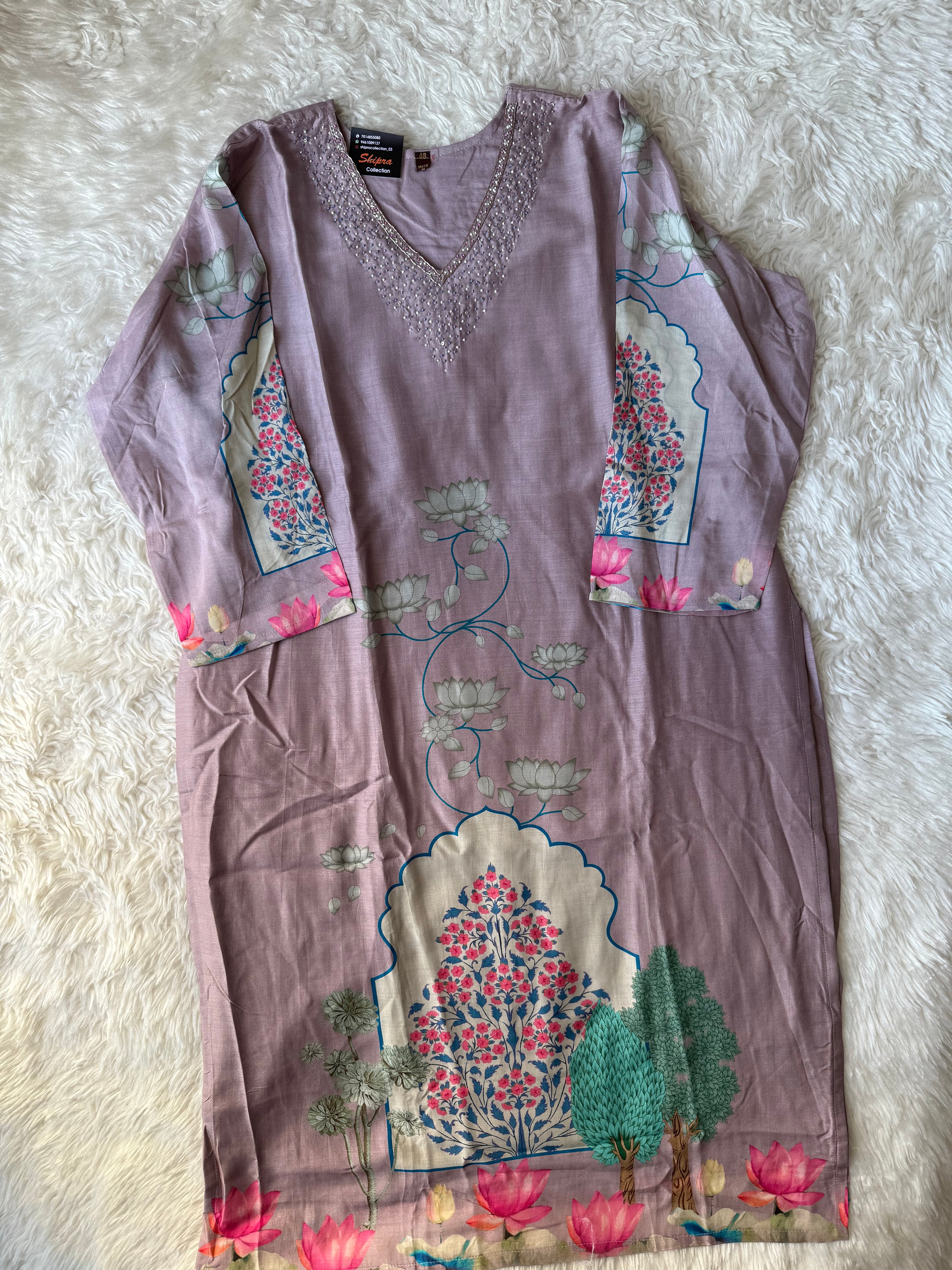 “Plus Size” Russian Silk Kurti Pant Dupatta Set