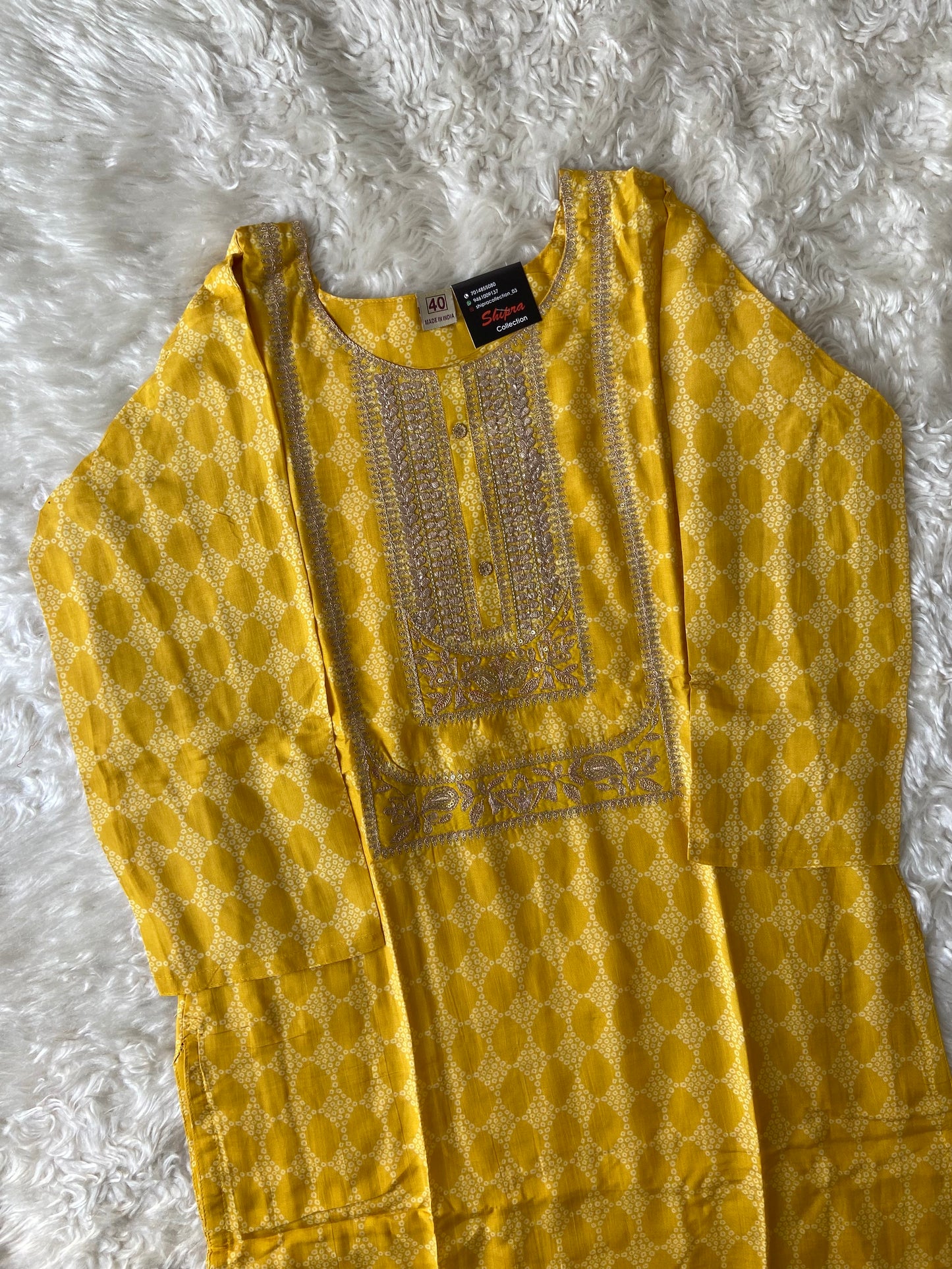 Russian Silk Kurti Pant Dupatta Set
