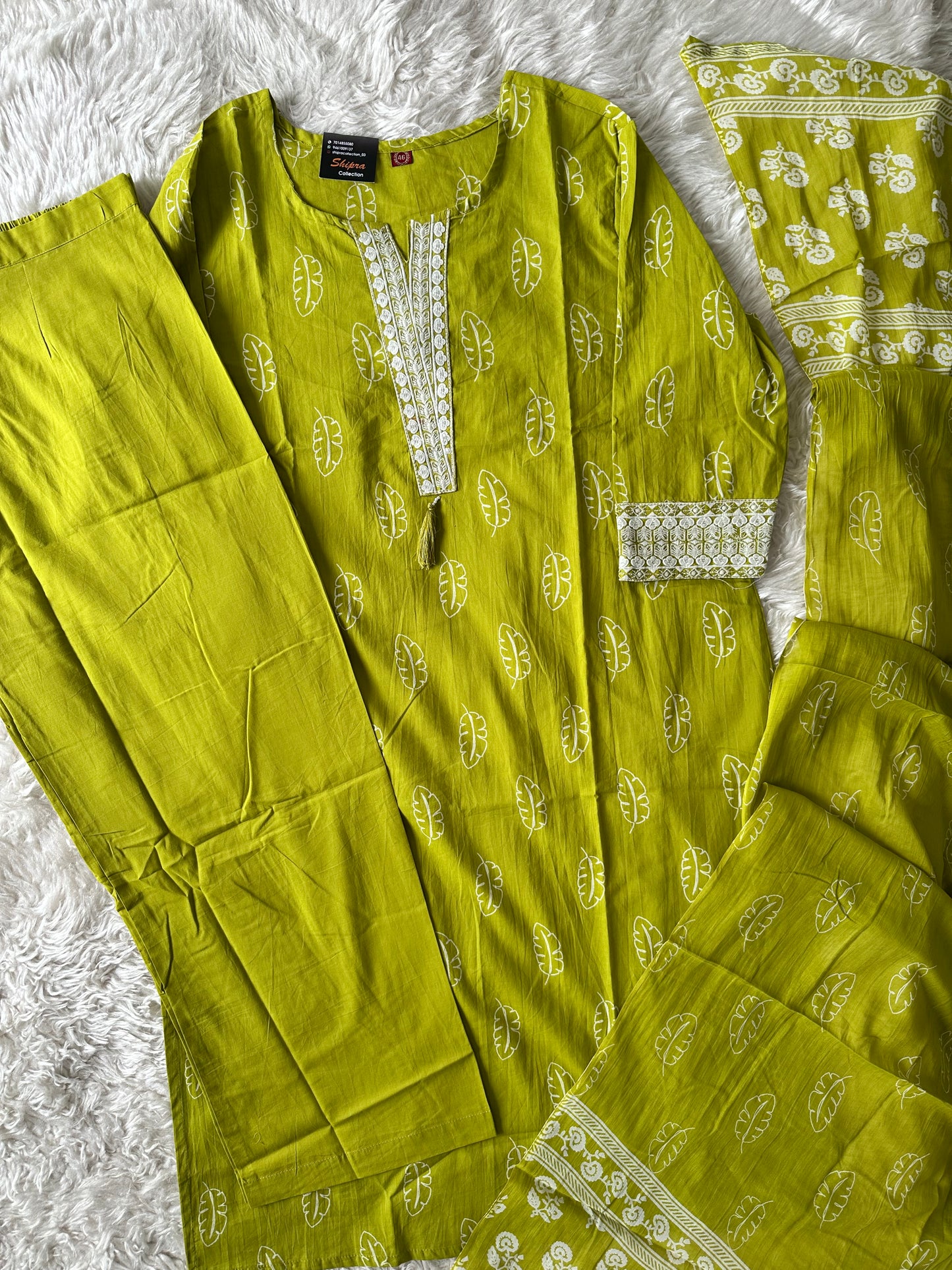 Pure Cotton Kurti Pant Dupatta Set
