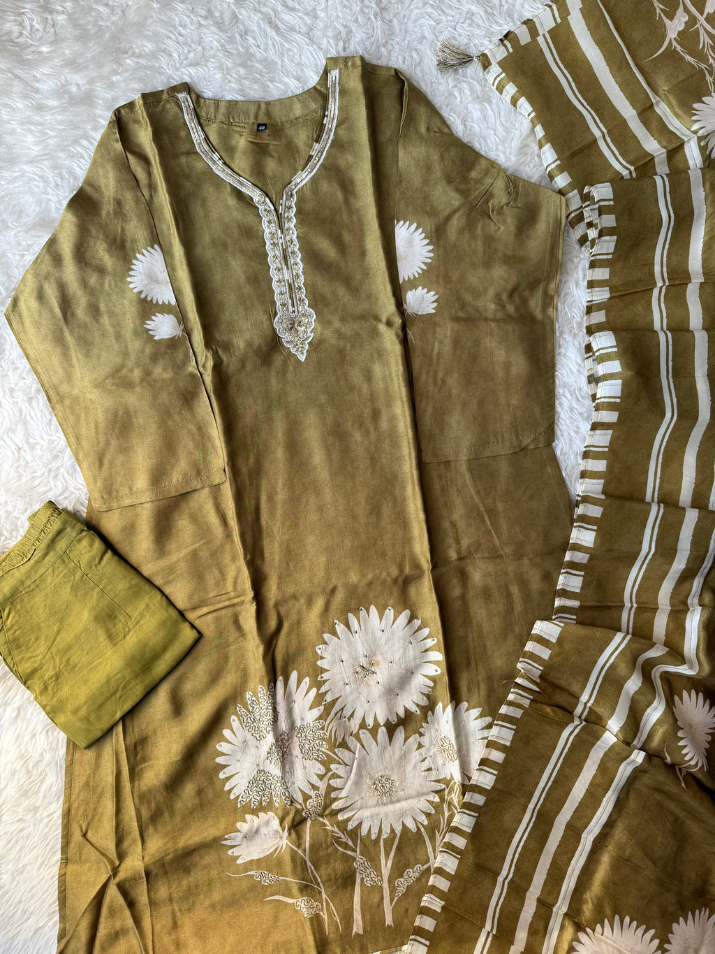 “Plus Size” Russian Silk Kurti Pant Dupatta Set