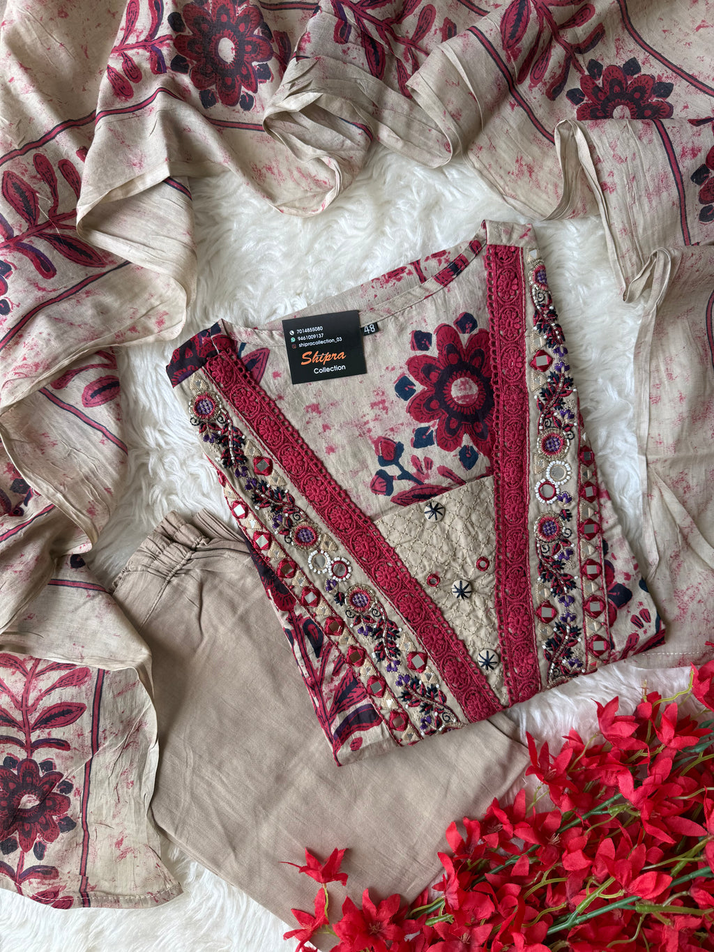 Premium Cotton Kurti Pant Dupatta Set