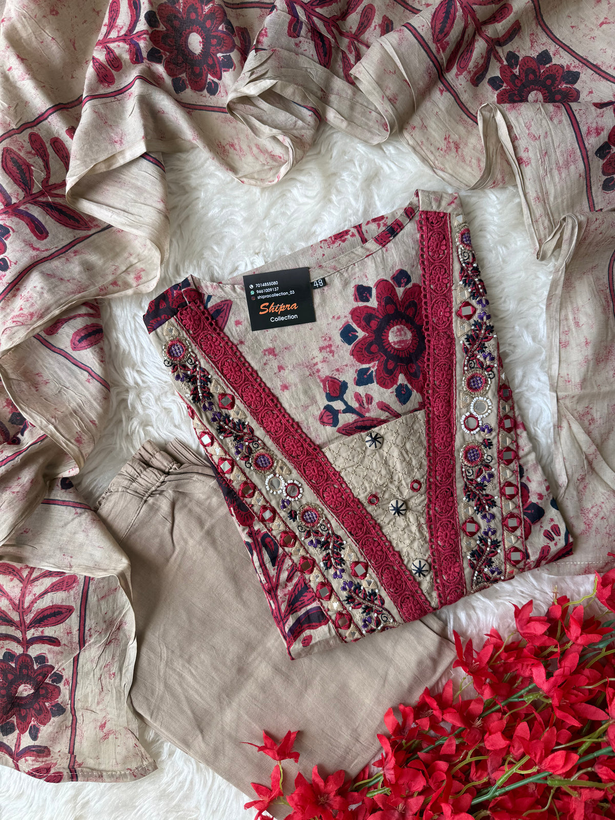 Premium Cotton Kurti Pant Dupatta Set
