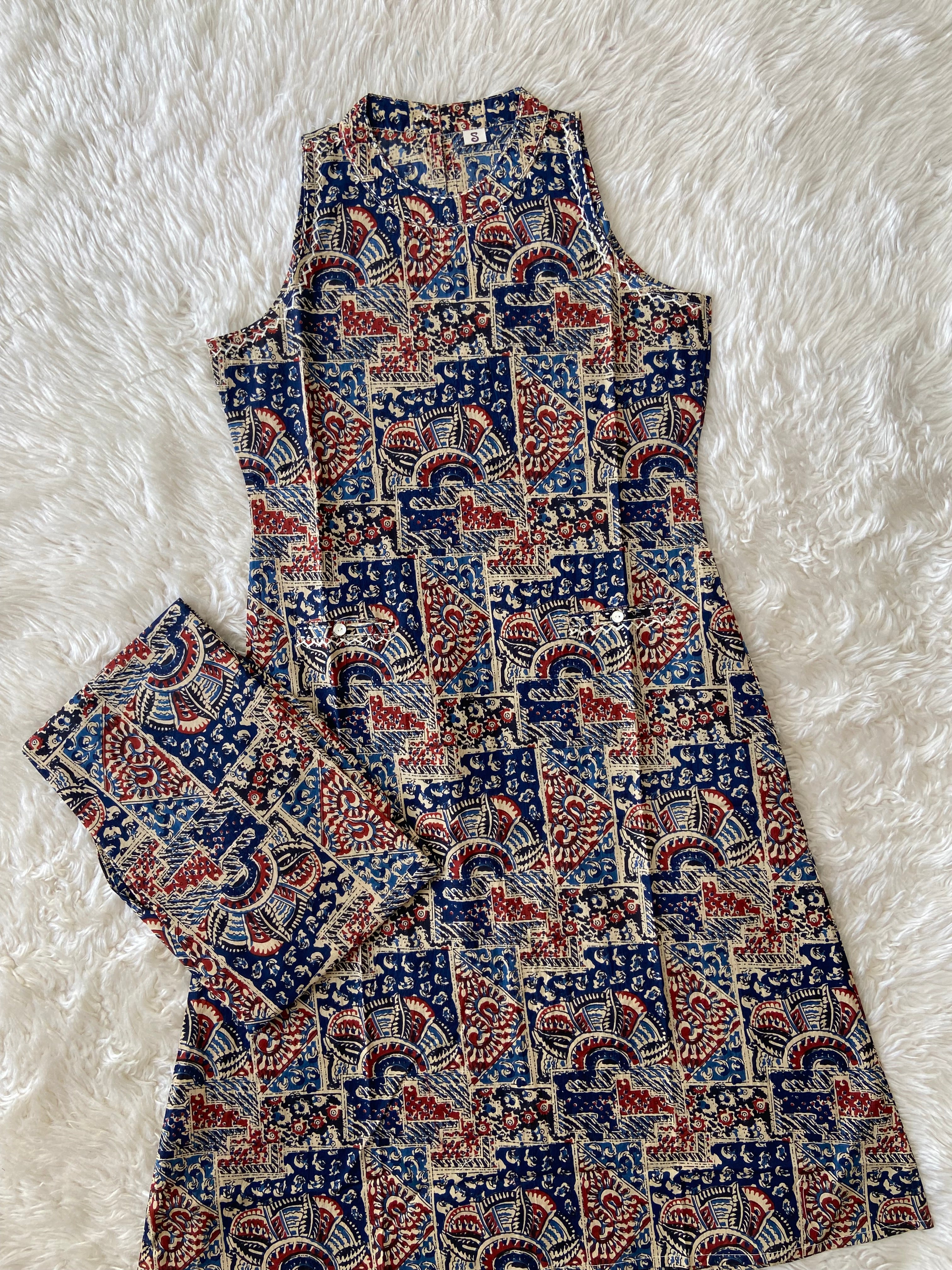 Pure Cotton Sleeveless Kurti Pant Set