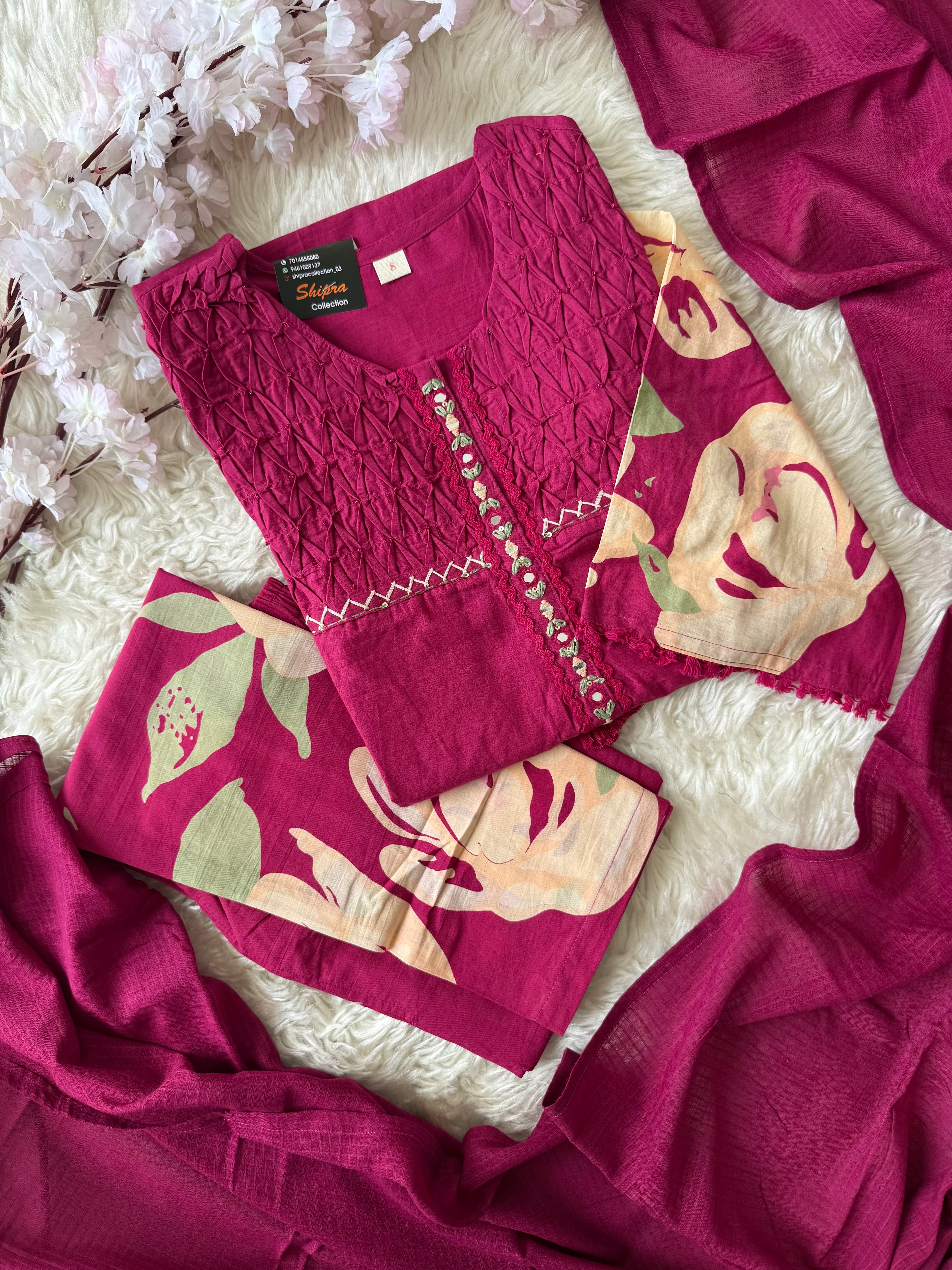 Premium Cotton Kurti Pant Dupatta Set