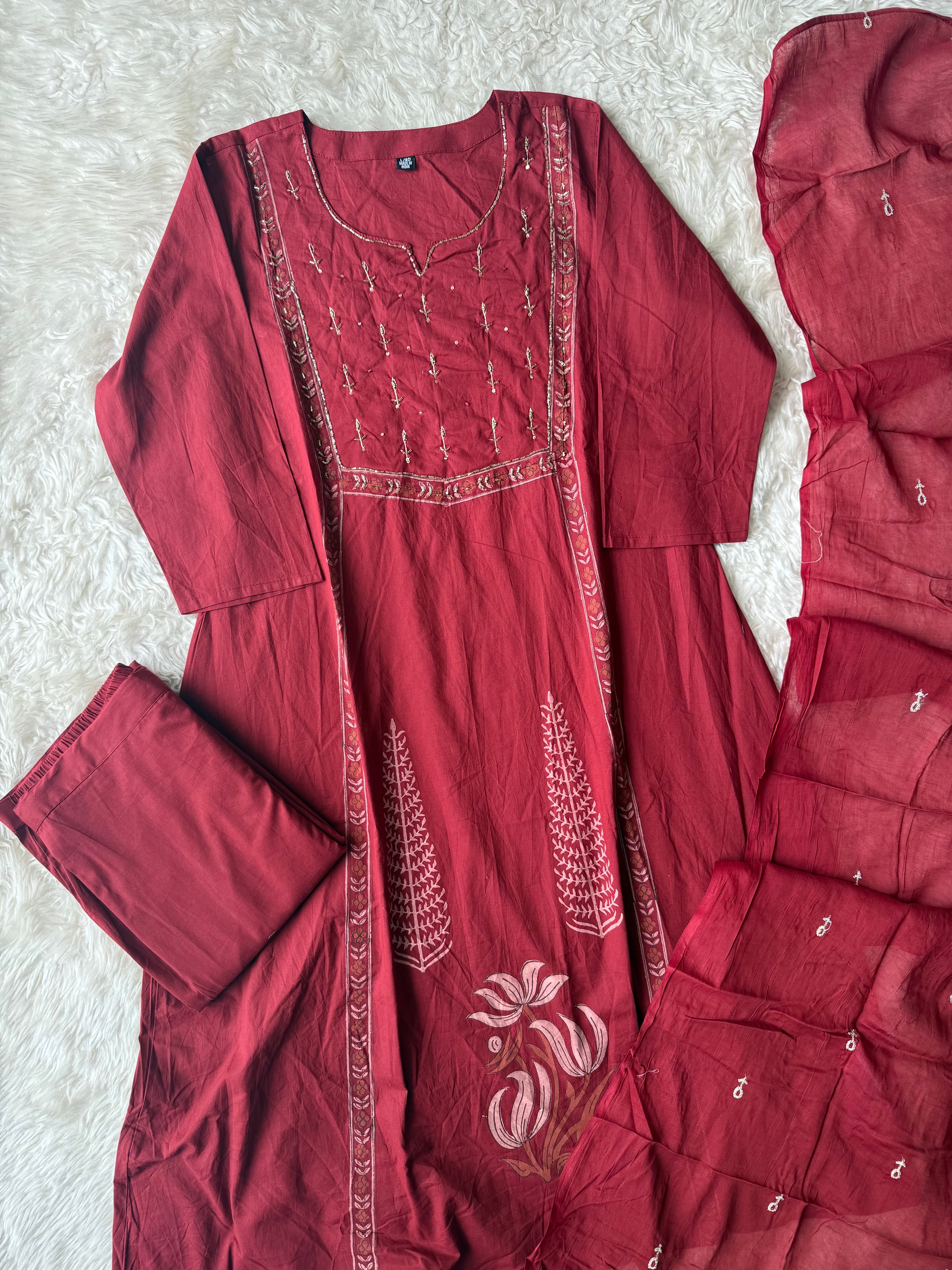 Premium Cotton Kurti Pant Dupatta Set