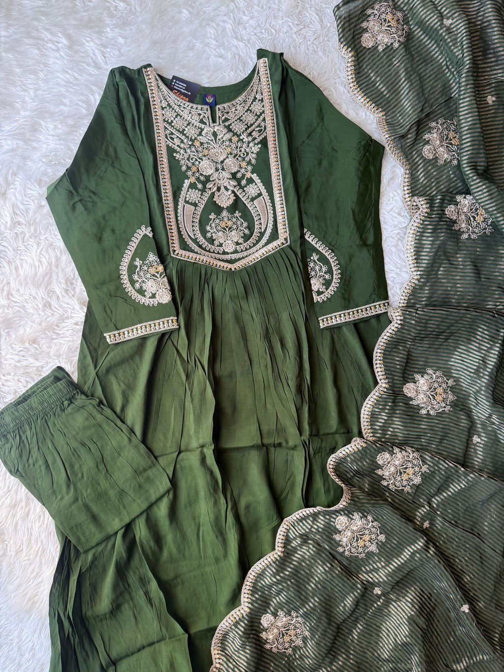 Premium Muslin Silk Kurti Pant Dupatta Set