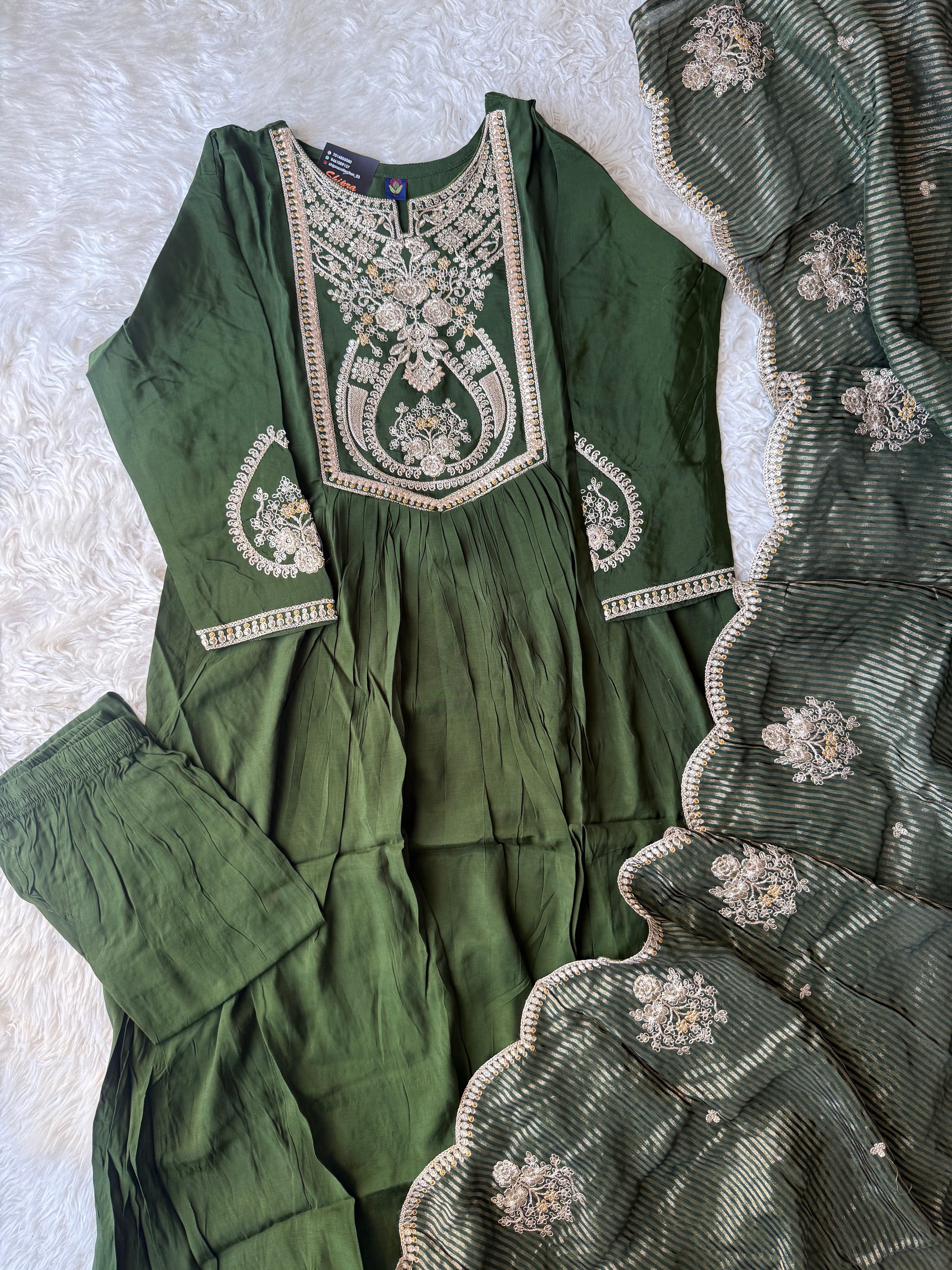 Premium Muslin Silk Kurti Pant Dupatta Set