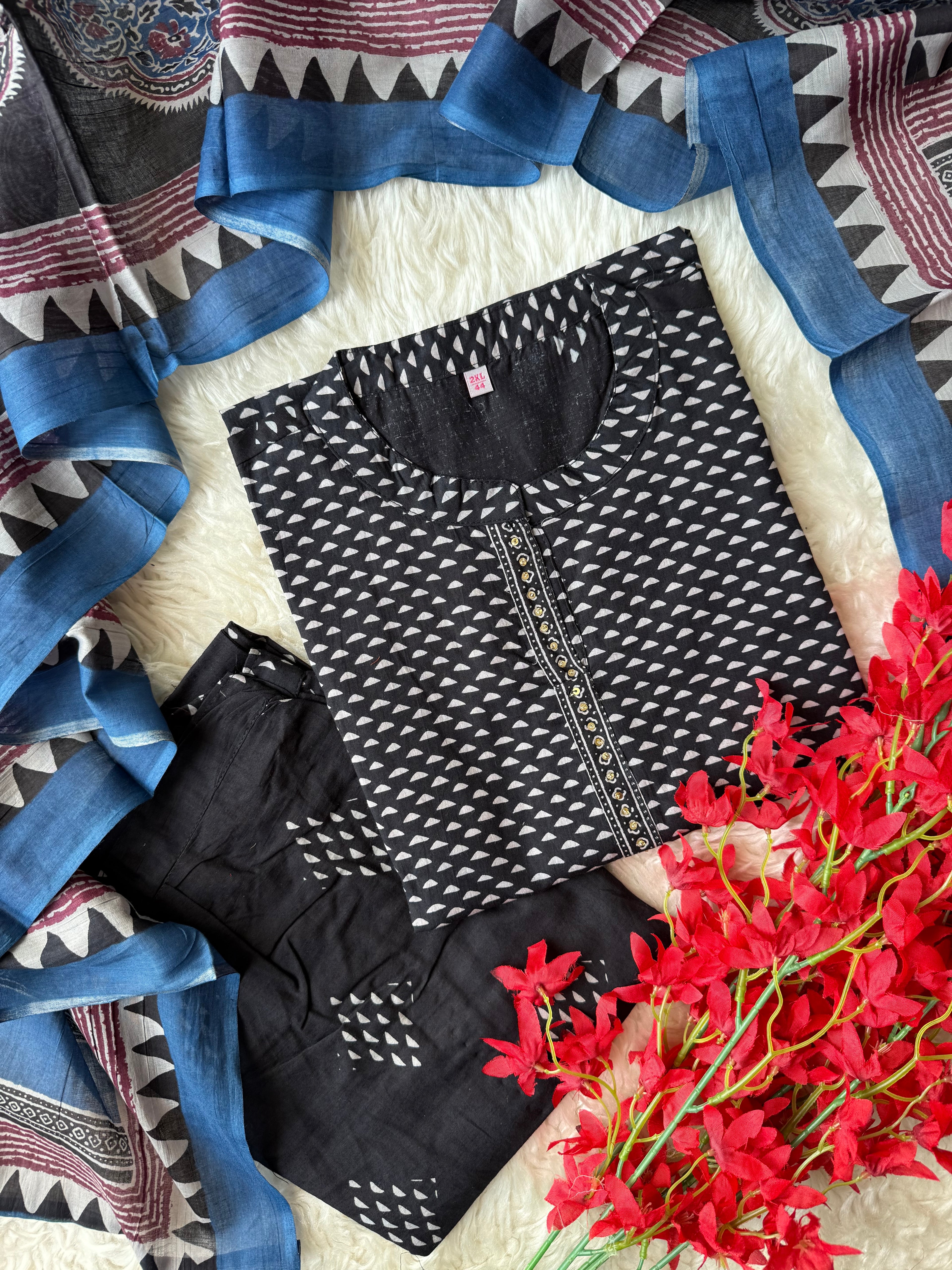 Premium Cotton Kurti Pant Dupatta Set