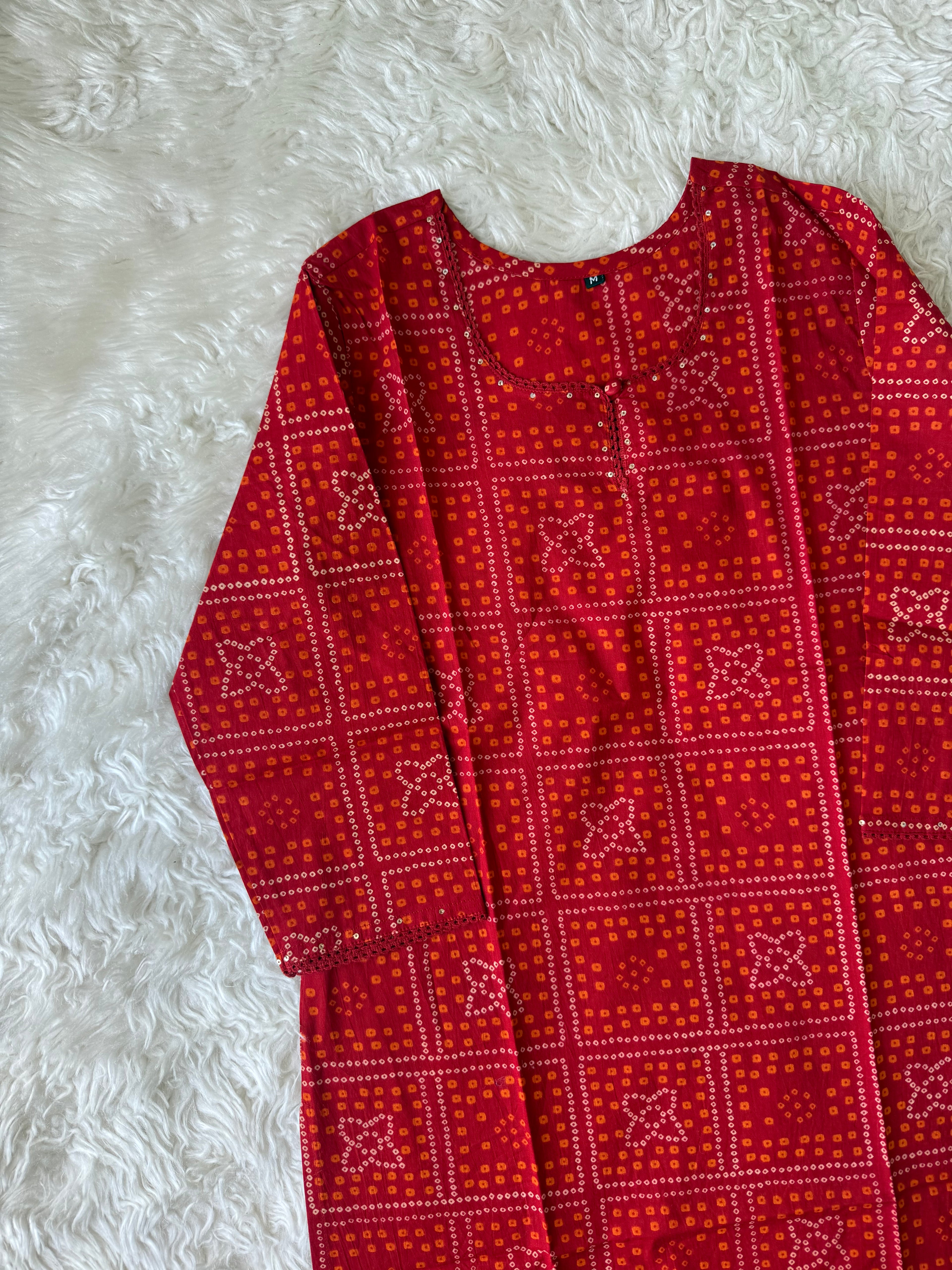 Premium Cotton Bandhej Kurti