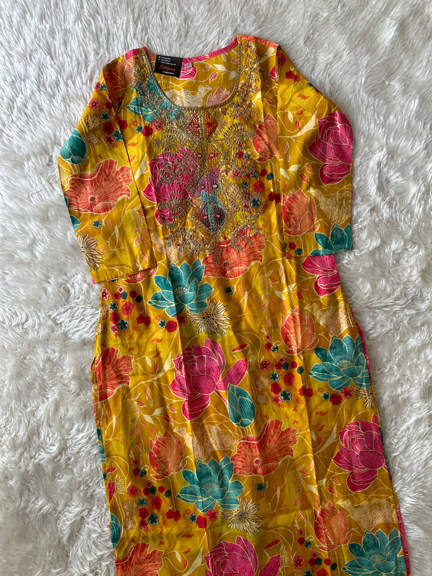 Pure Muslin Silk Kurti Pant Dupatta Set