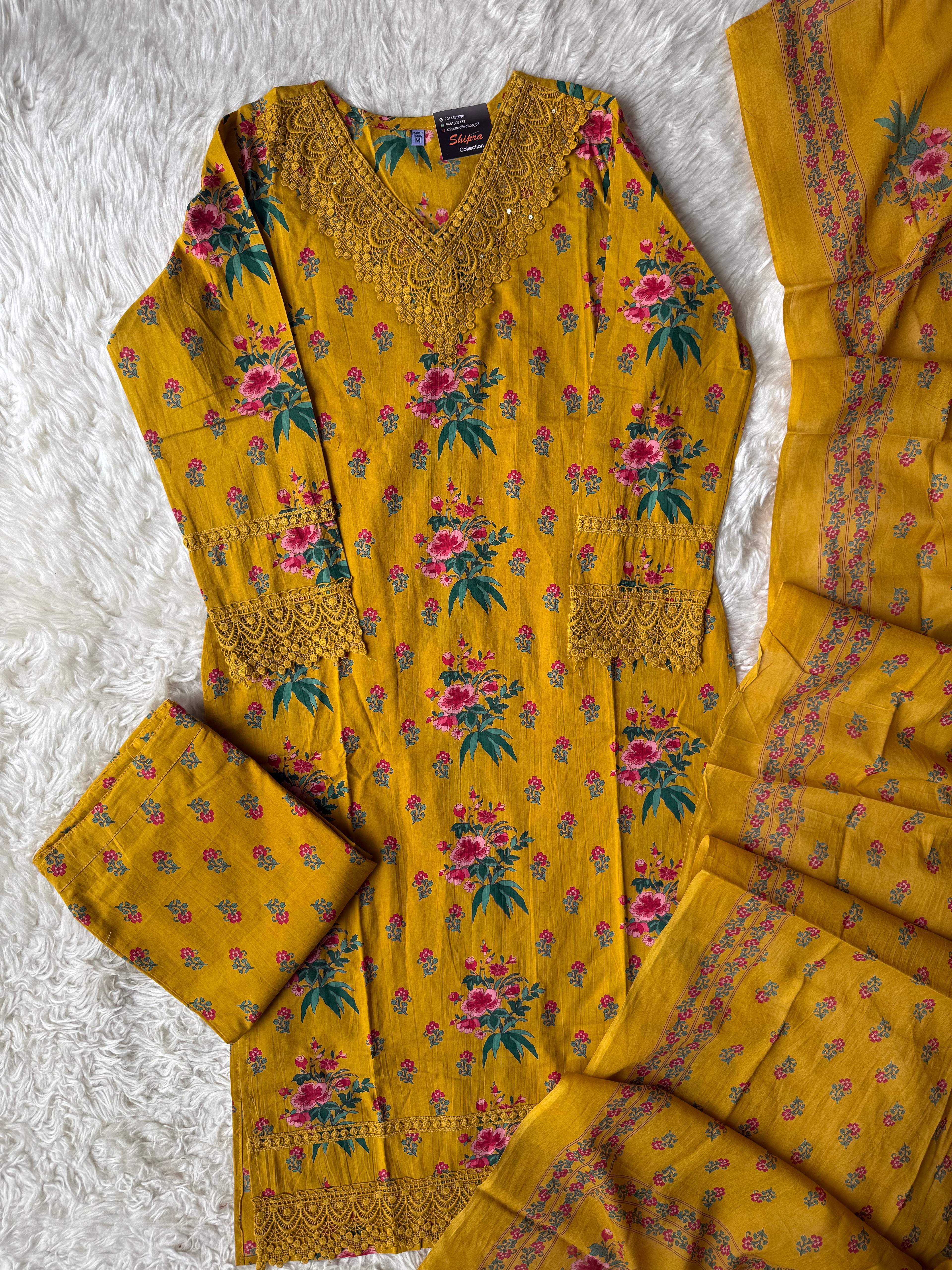 Premium Cotton Kurti Pant Dupatta Set