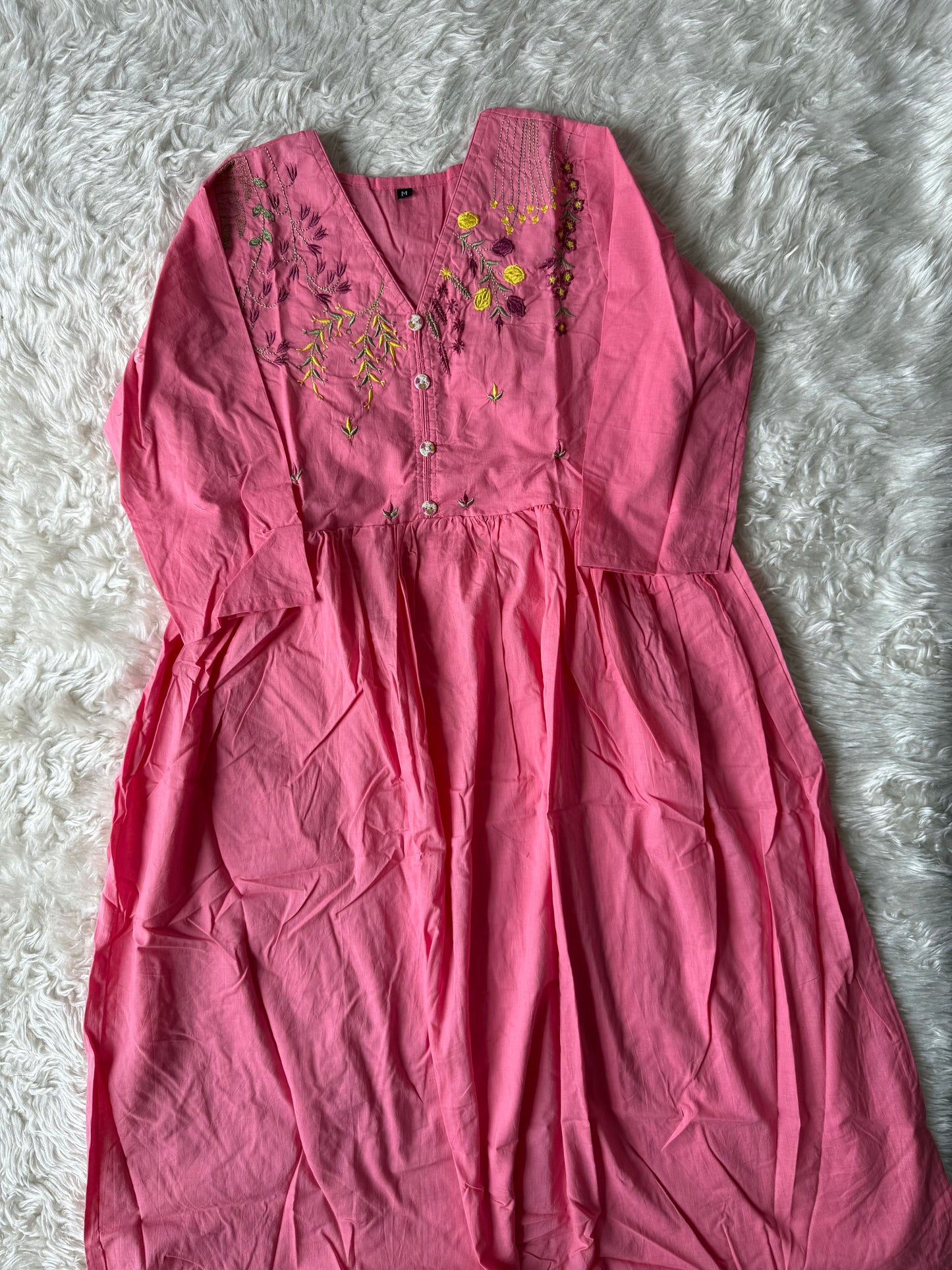 Cotton Thread Work Kurti Pant Set