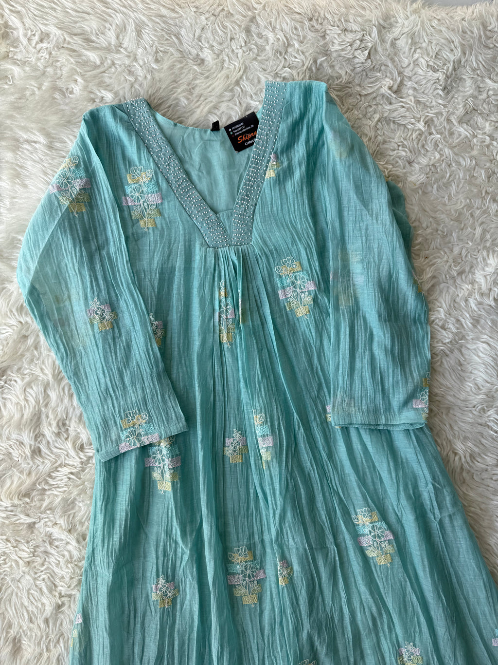 Pure Mul Chanderi Kurti Pant Dupatta Set