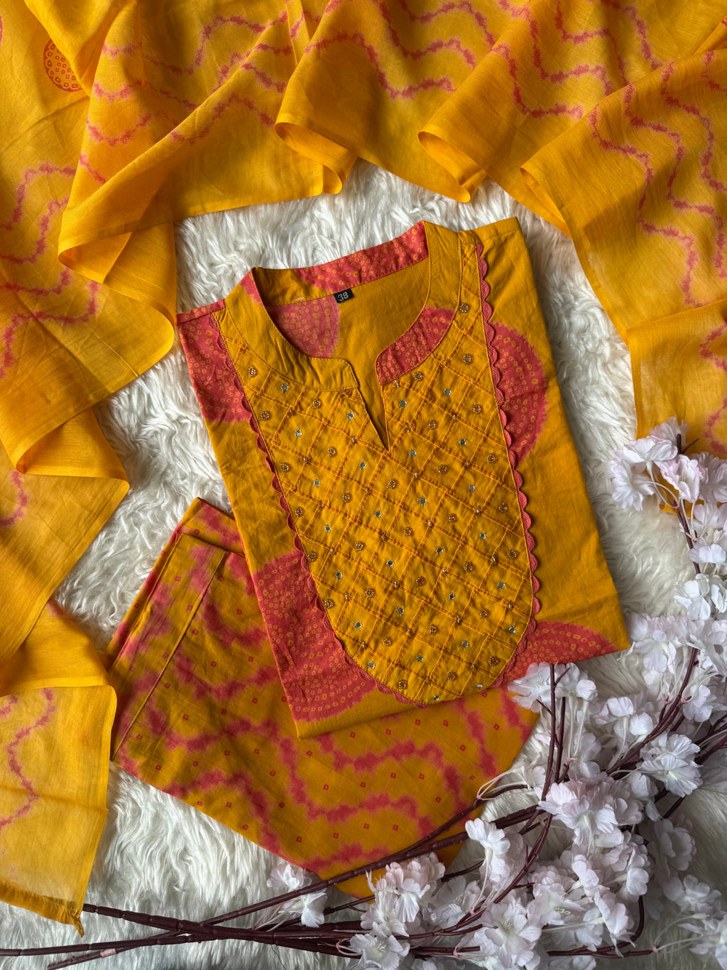 Premium Cotton Bandhani Set