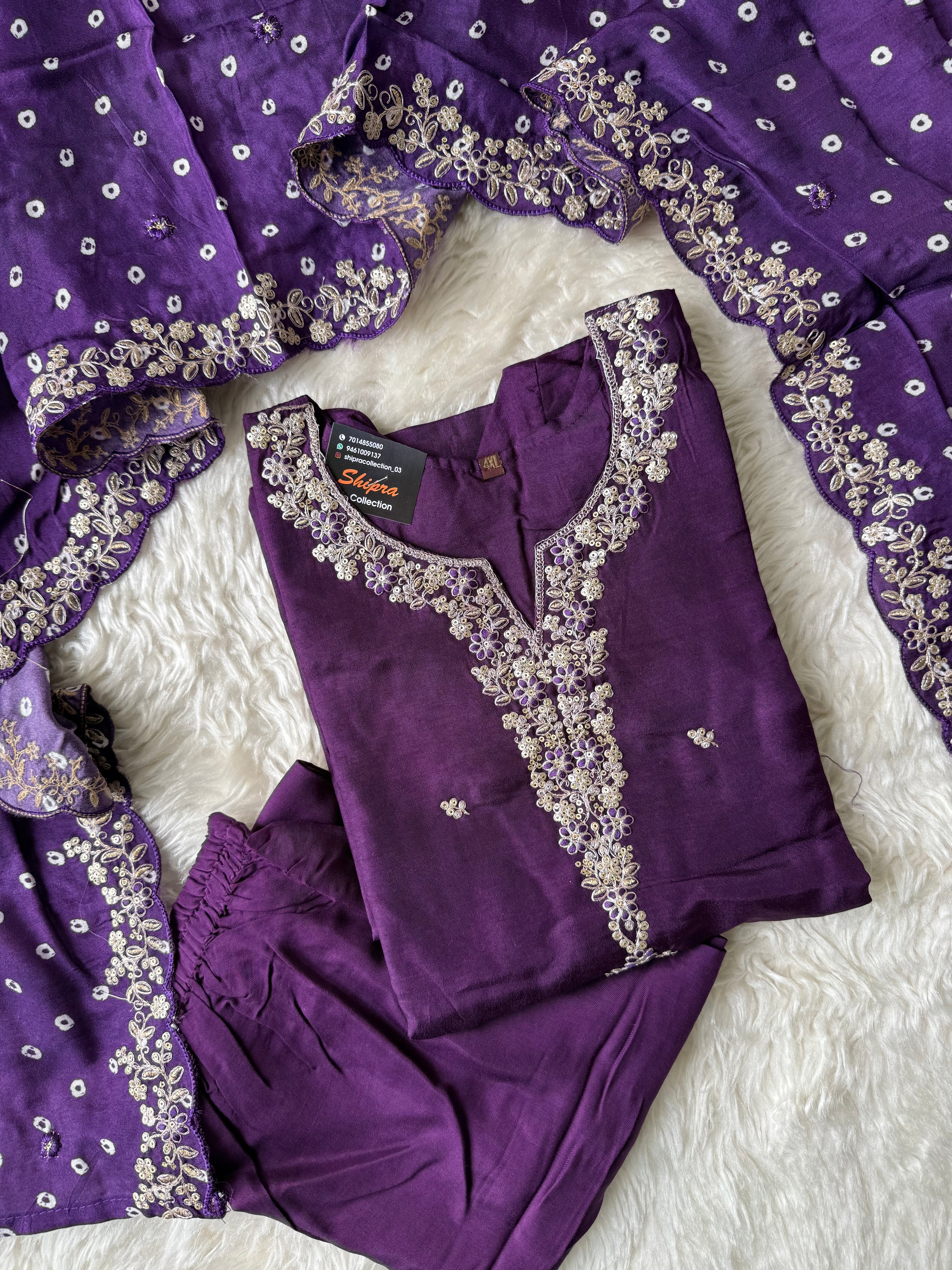 “Plus Size” Russian Silk Kurti Plazo Dupatta Set