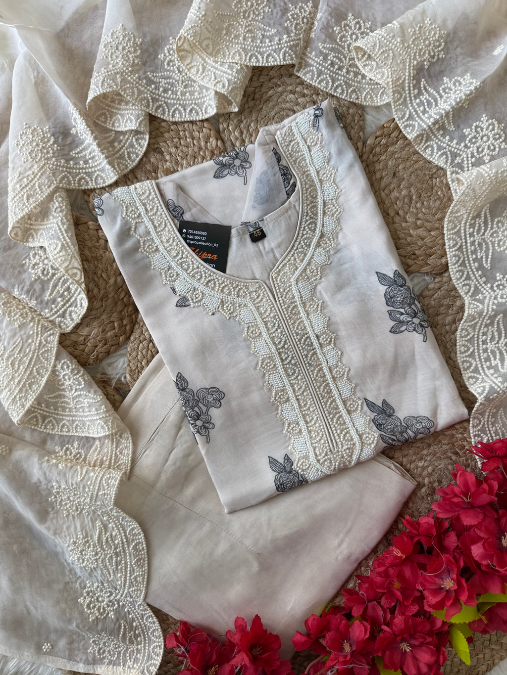 “Plus Size” Crepe Silk Kurti Pant Dupatta Set