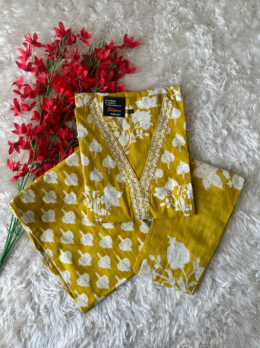 Breathable Cotton Kurti Pant Cotton Dupatta Set