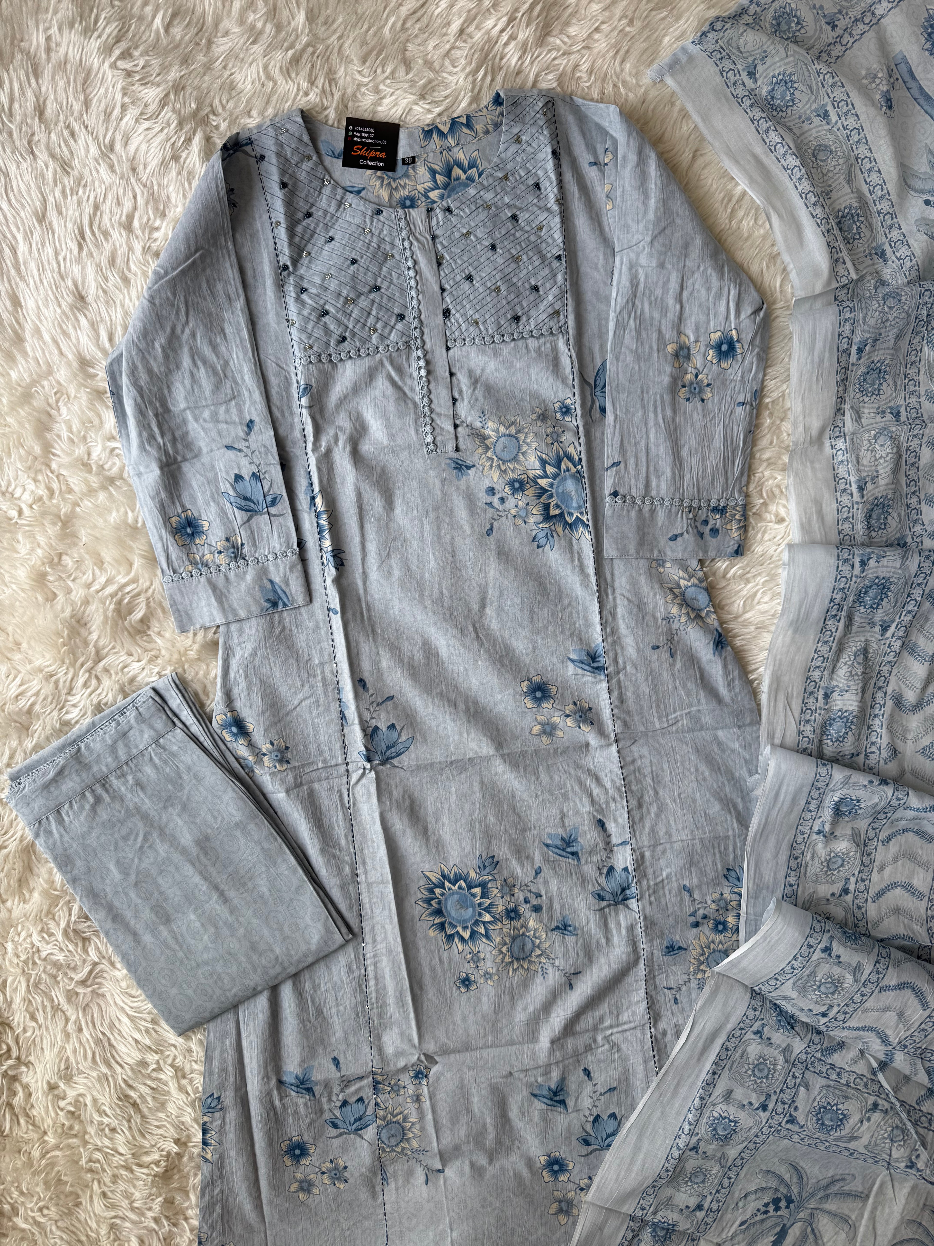 Premium Cotton Kurti Pant Dupatta Set