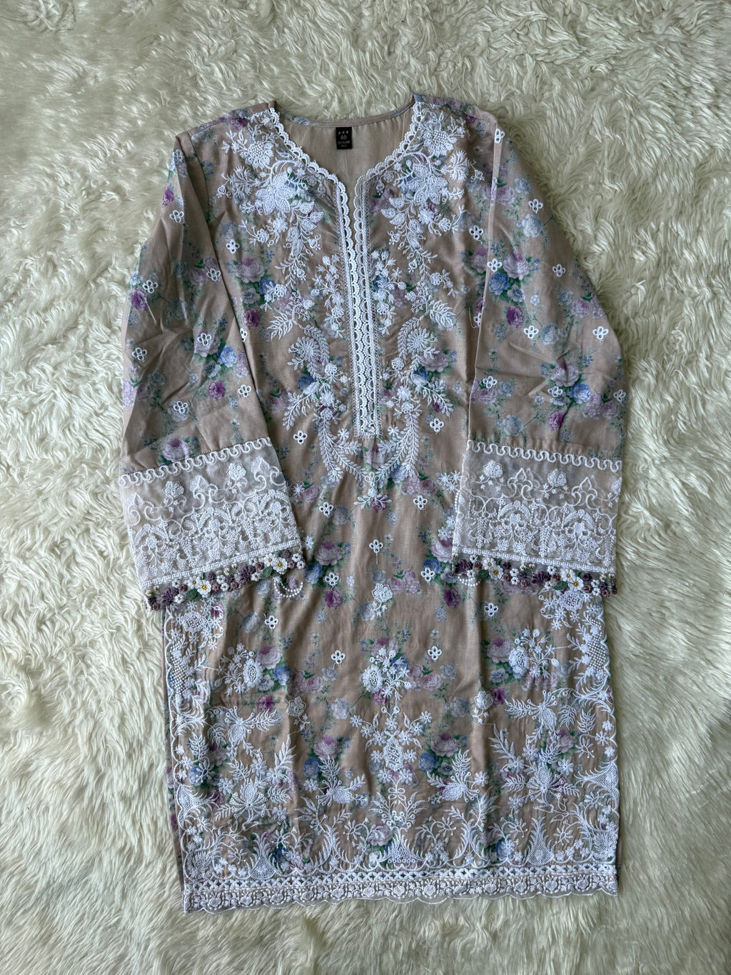 Mul Cotton Thread Work Farshi Salwar Set