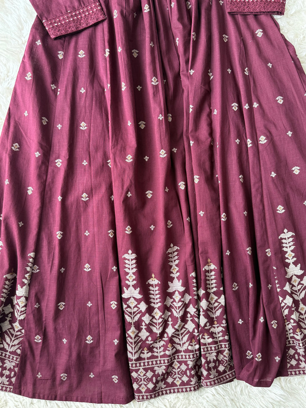 Premium Cotton ANARKALI Kurti Pant Dupatta Set