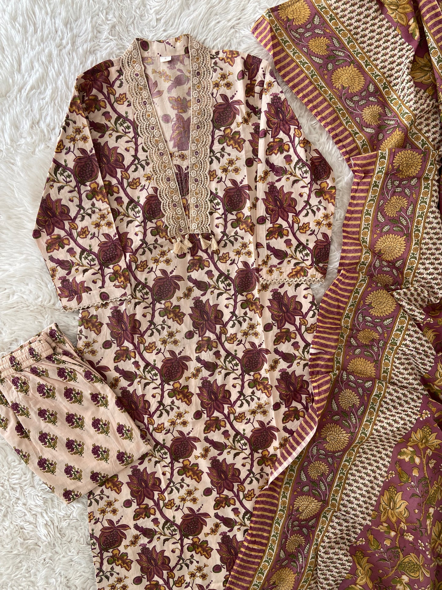 Premium Cotton Kurti Pant Dupatta Set