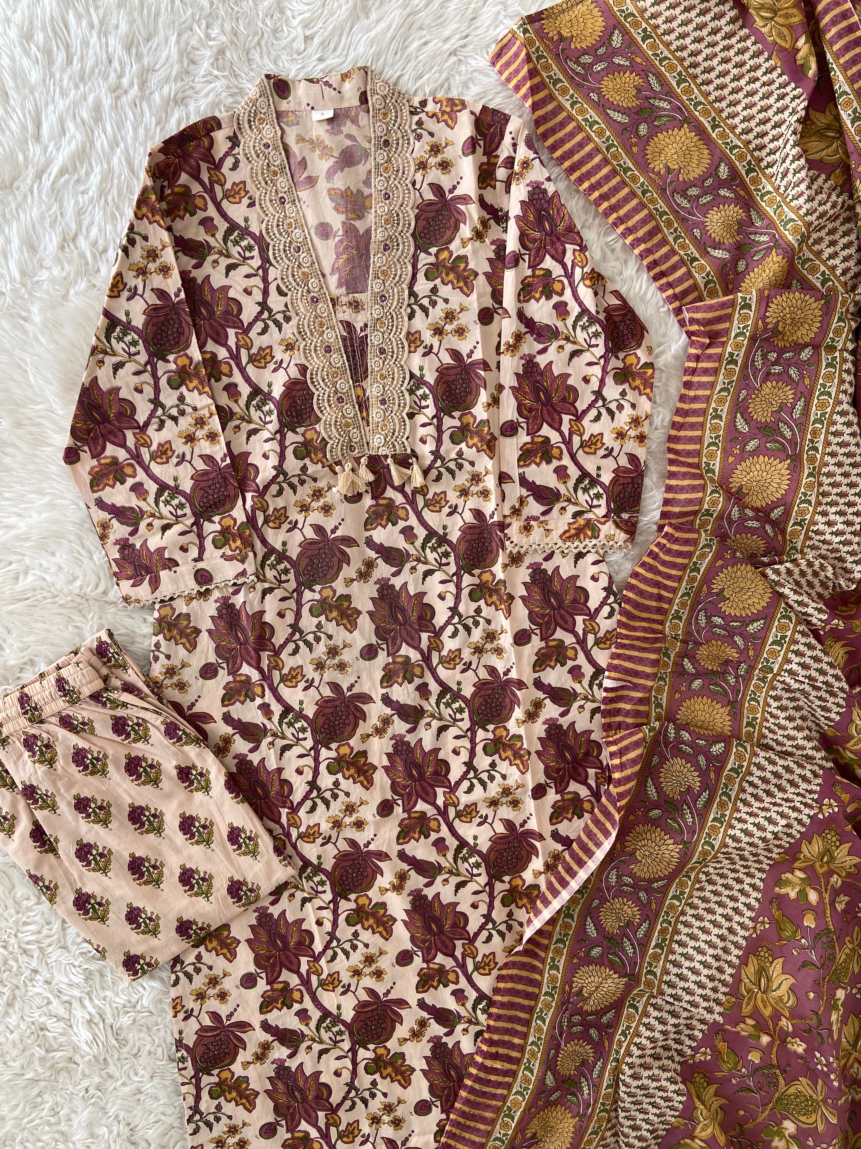 Premium Cotton Kurti Pant Dupatta Set