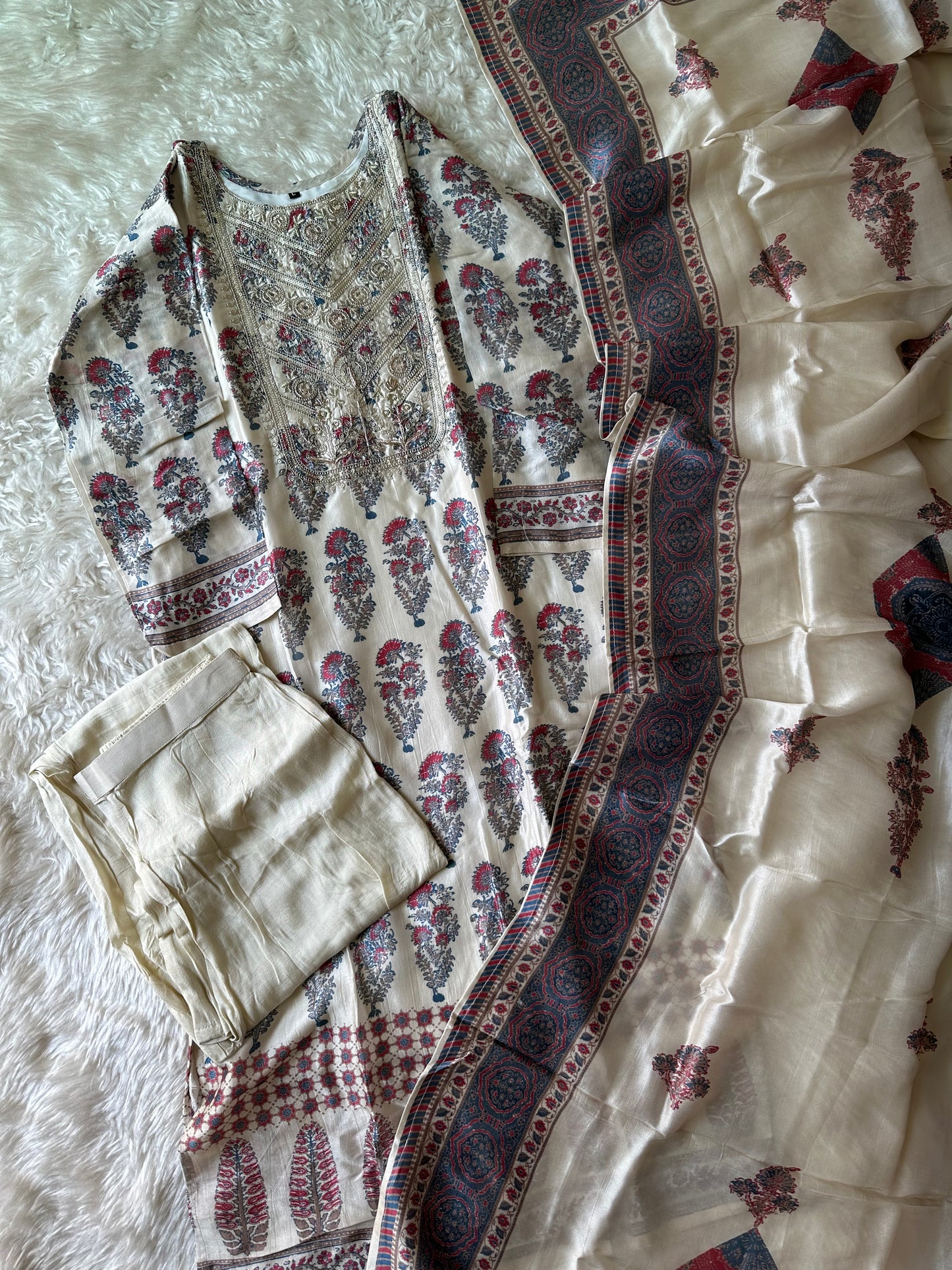 Pure Silk Kurti Pant Dupatta Set