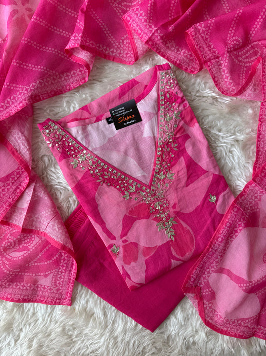 Mul Cotton Kurti Pant Dupatta Set