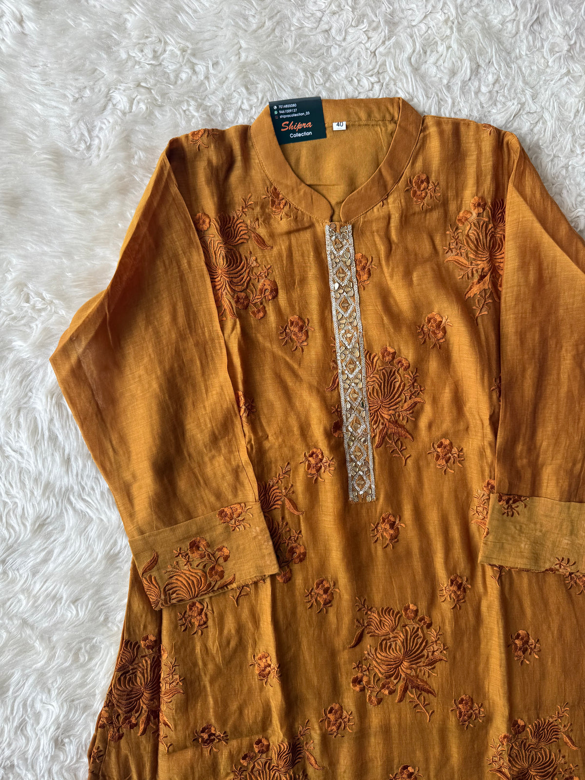 Chanderi Silk Kurti Pant Dupatta Set