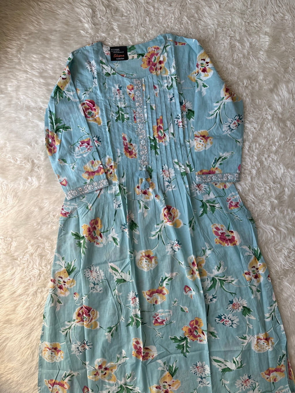 Premium Cotton Aline Kurti Pant Dupatta Set