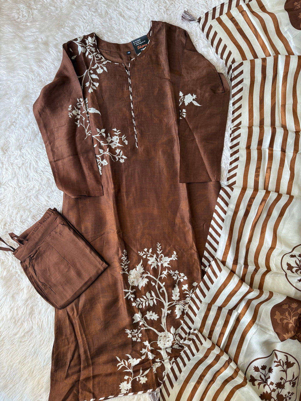 Tussar Silk Kurti Pant Dupatta Set
