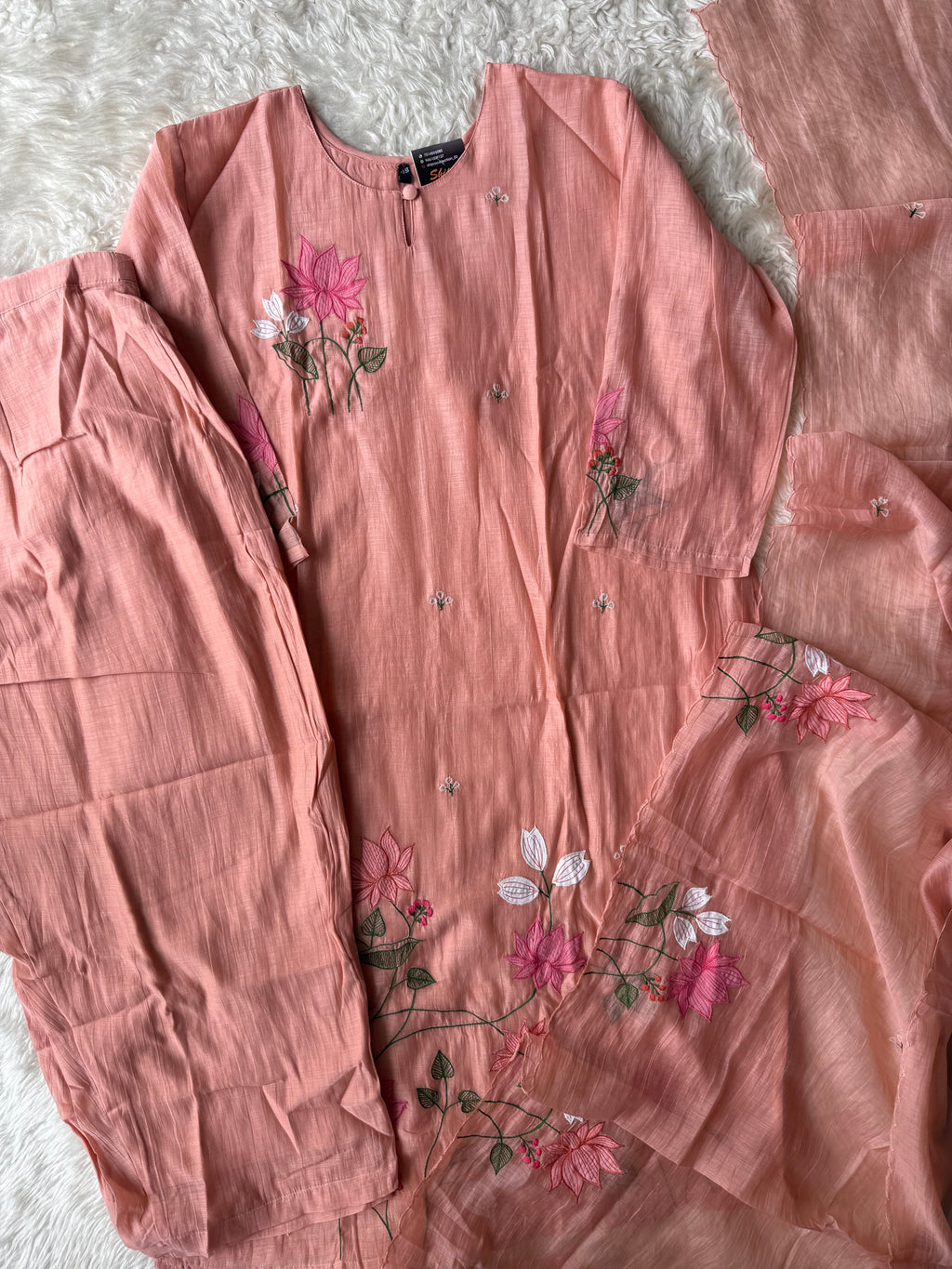 “Plus Size” Mul Chanderi Kurti Pant Dupatta Set