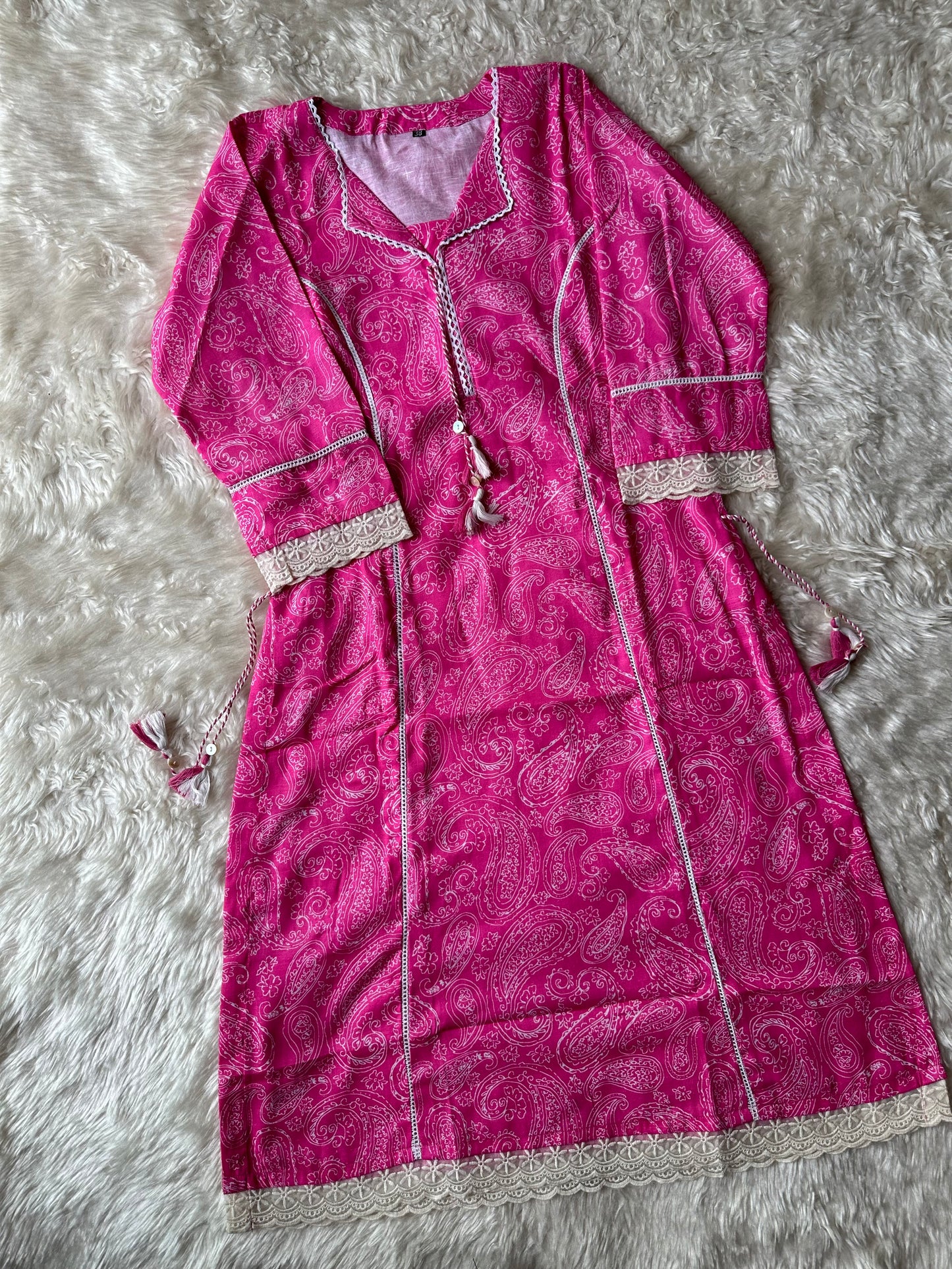 Linen Cotton Lace Details Set