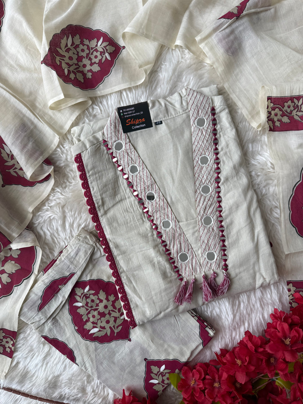 Premium Cotton Aline Kurti Plazo Dupatta Set