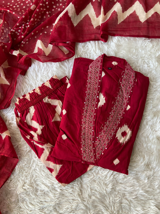Budget Friendly FLARE Kurti Pant Dupatta Set