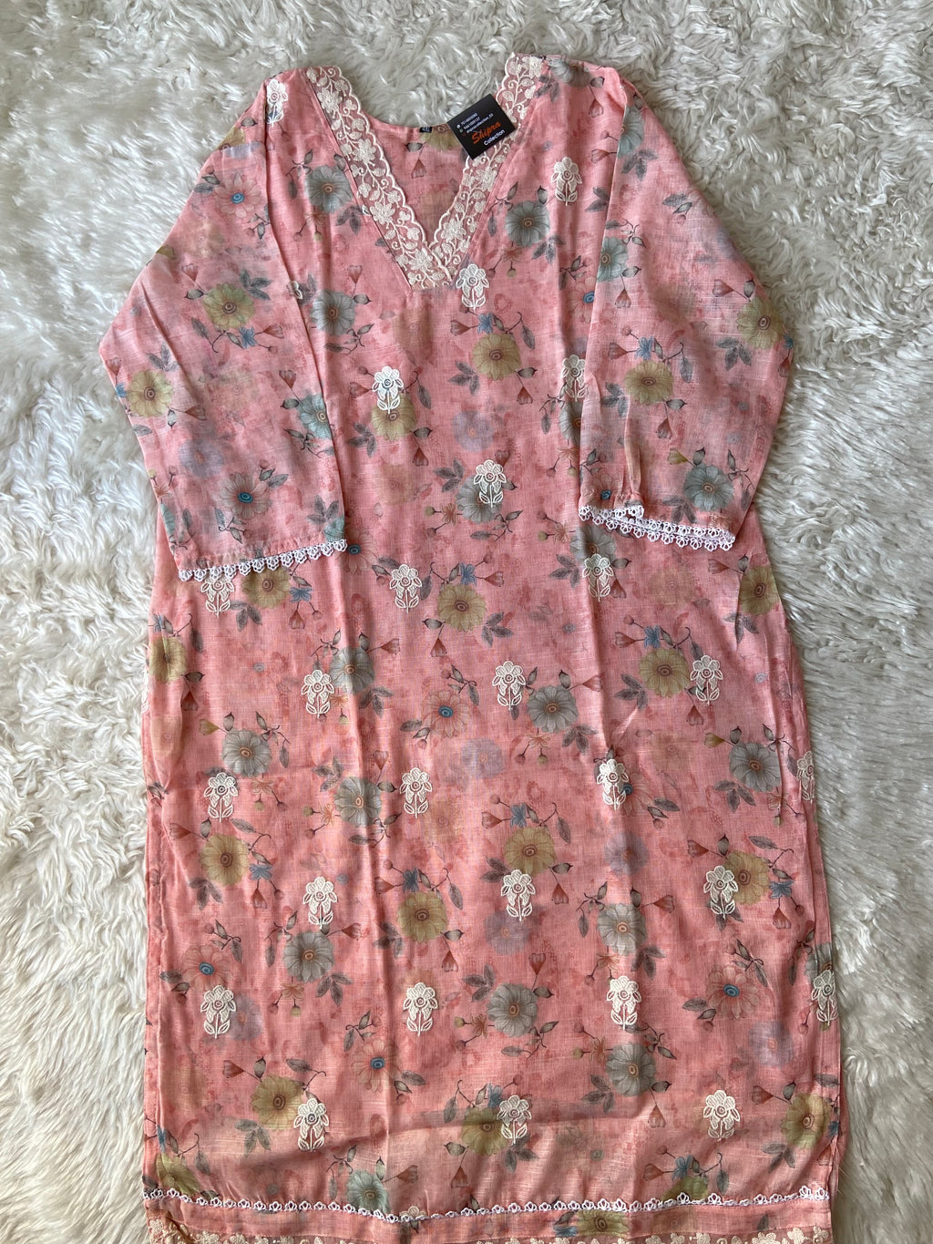 Plus Size Linen Kurti Pant Dupatta Set