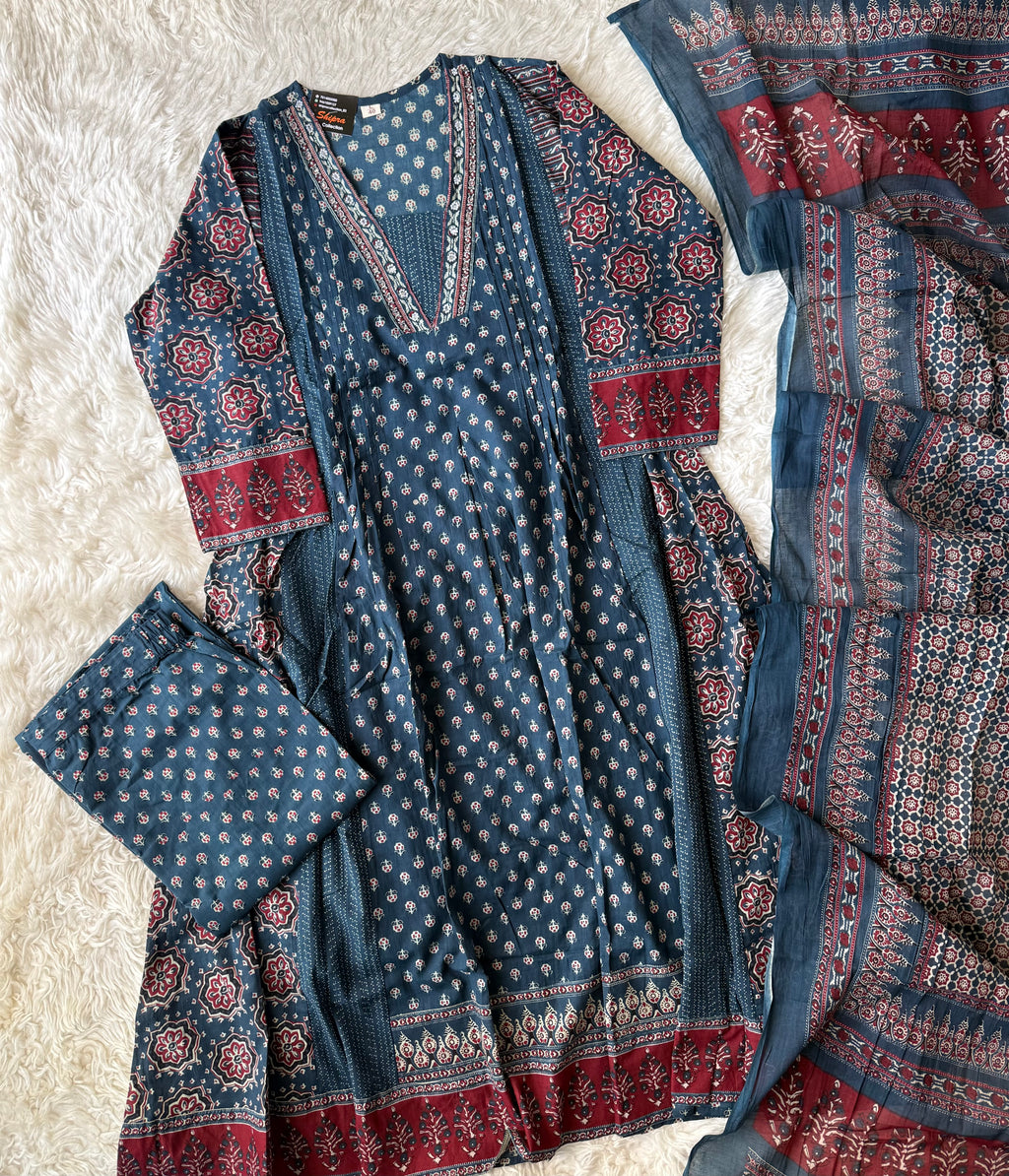 Premium Cotton Kurti plazo Dupatta Set