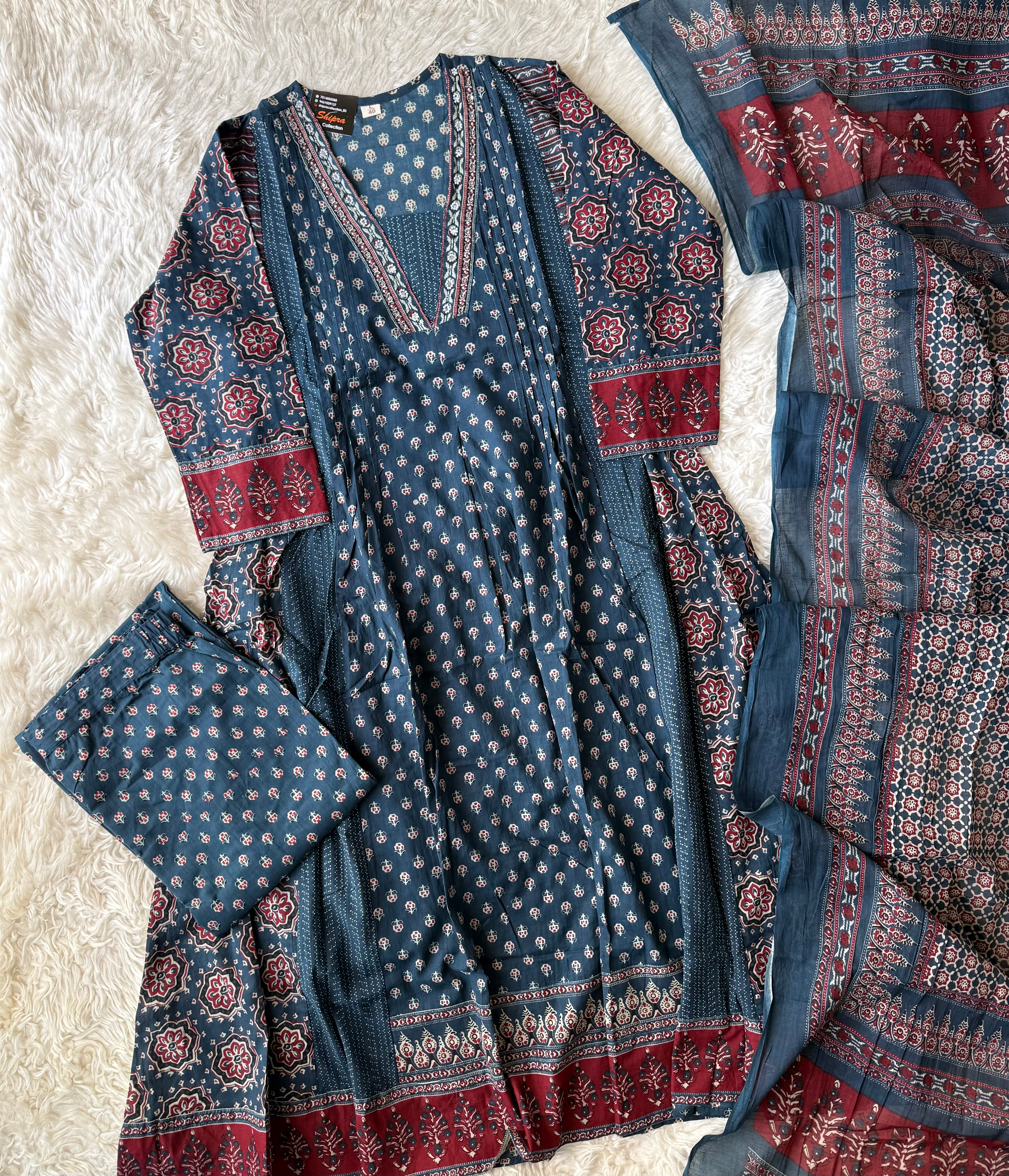 Premium Cotton Kurti plazo Dupatta Set