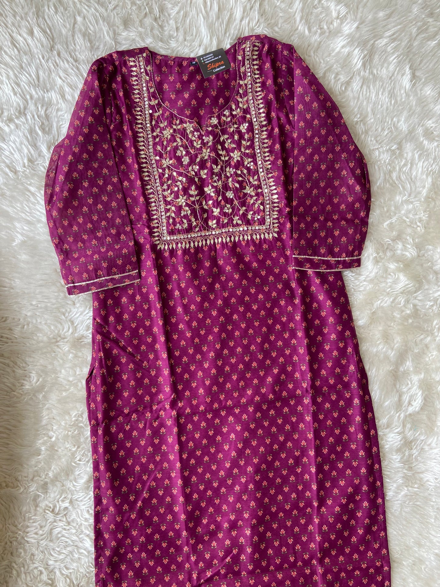 Chanderi Silk Kurti Pant Dupatta Set