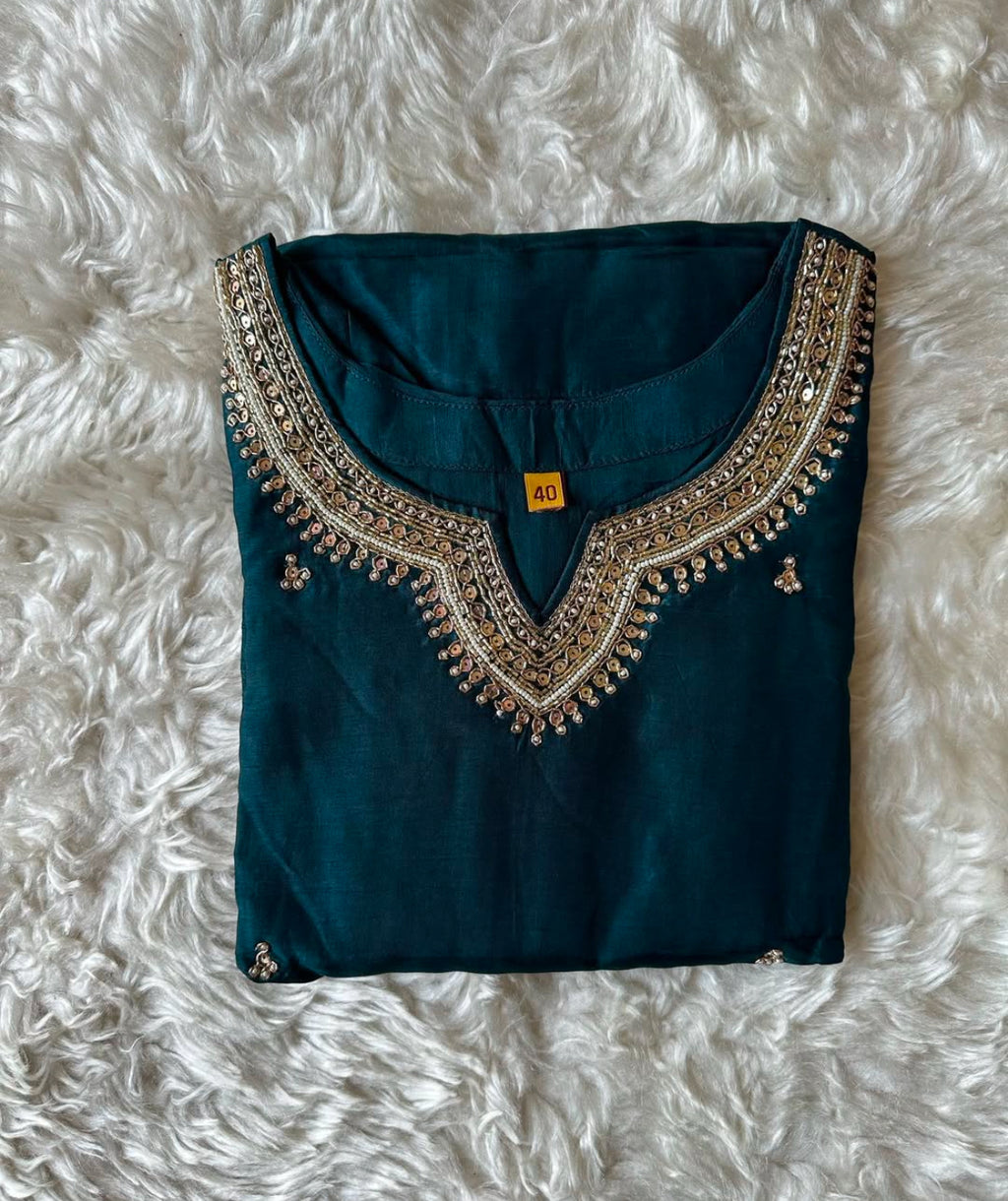 Pure Silk Kurti Pant Dupatta Set