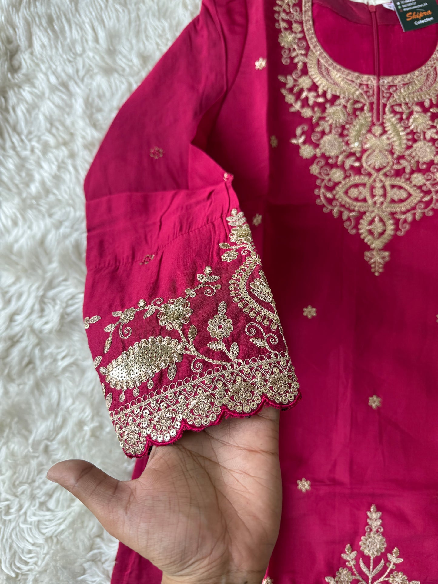 Muslin Silk Kurti Sharara Dupatta Set